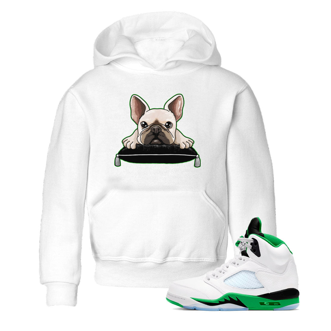 5s Lucky Green shirt to match jordans French Bulldog sneaker tees Air Jordan 5 Lucky Green Drip Gear Zone baby toddler White 1 cotton Shirt