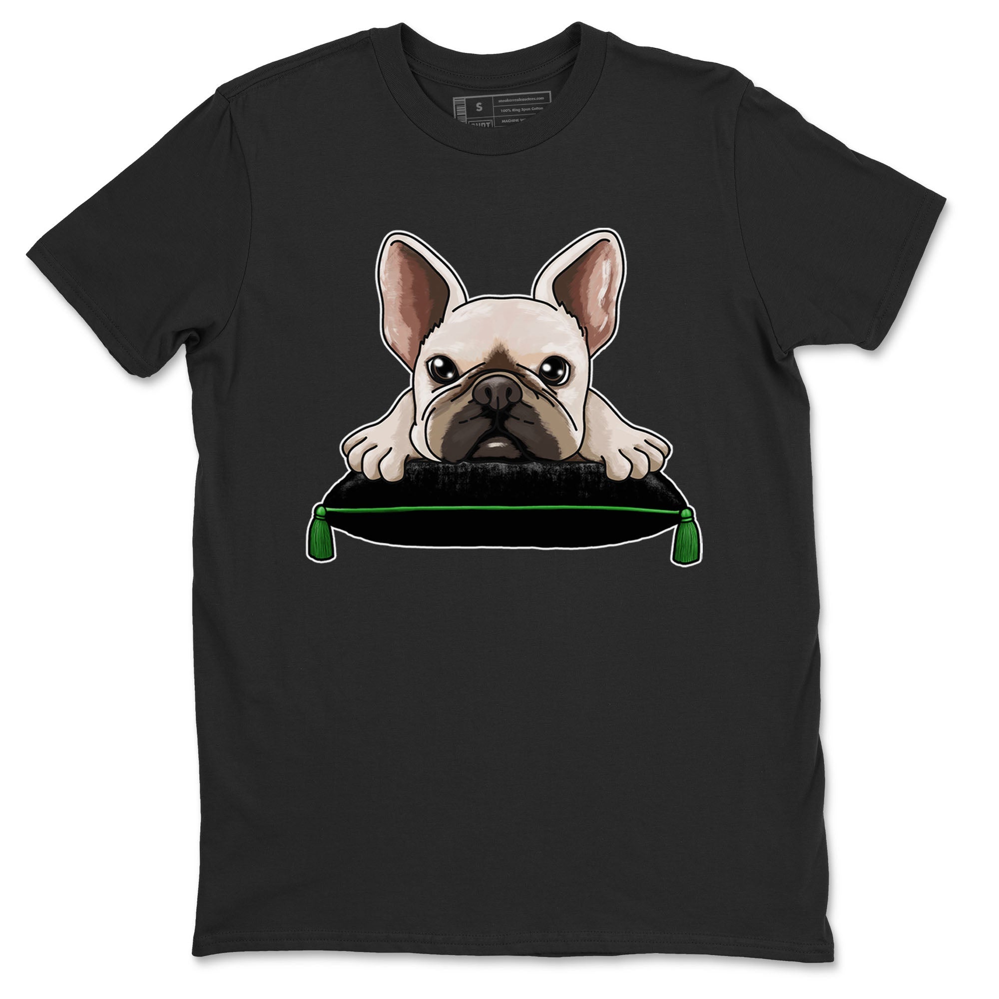 5s Lucky Green shirt to match jordans French Bulldog sneaker tees Air Jordan 5 Lucky Green Drip Gear Zone unisex cotton Black 2 crew neck shirt
