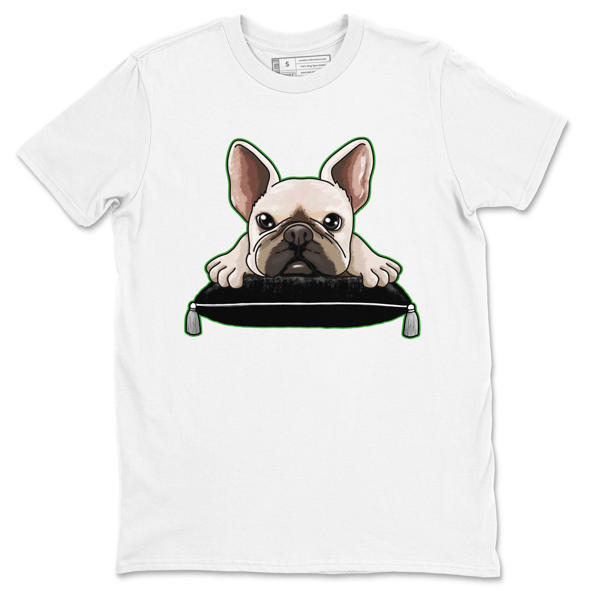 5s Lucky Green shirt to match jordans French Bulldog sneaker tees Air Jordan 5 Lucky Green Drip Gear Zone unisex cotton White 2 crew neck shirt