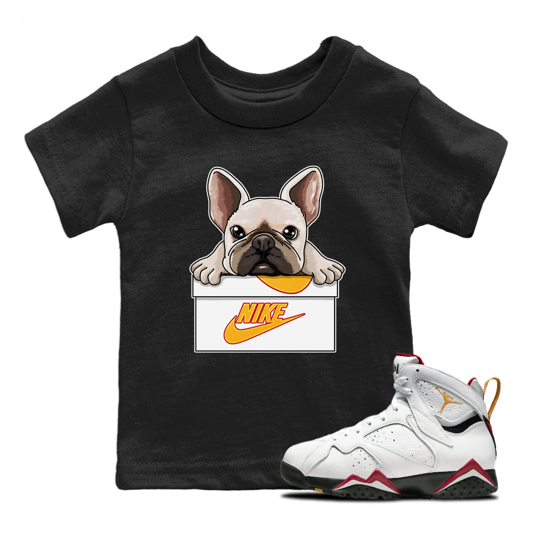 Jordan 7 Cardinal Shirt To Match Jordans French Bulldog Sneaker Tees Jordan 7 Cardinal Drip Gear Zone Sneaker Matching Clothing Kids Shirts