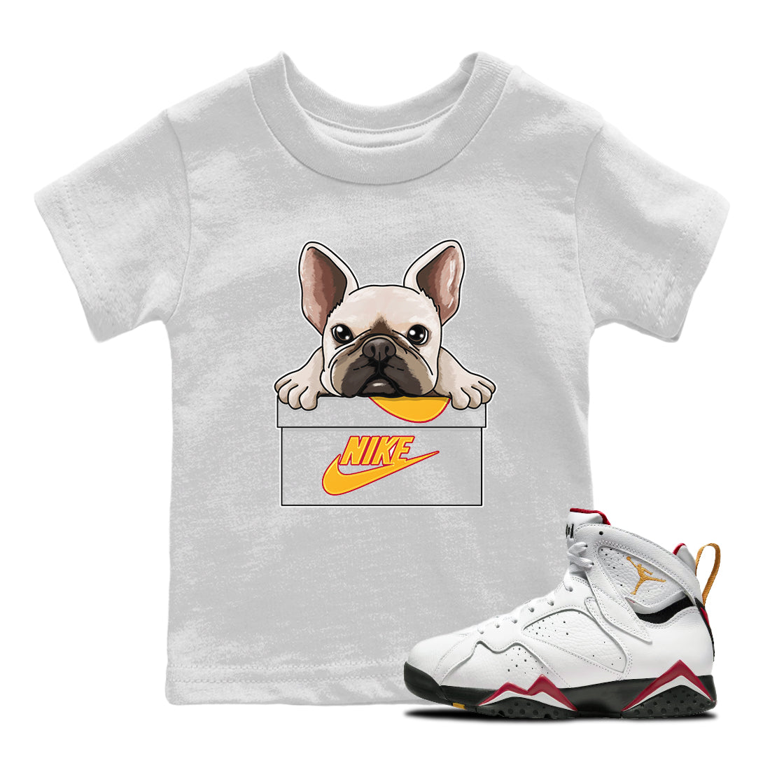 Jordan 7 Cardinal Shirt To Match Jordans French Bulldog Sneaker Tees Jordan 7 Cardinal Drip Gear Zone Sneaker Matching Clothing Kids Shirts