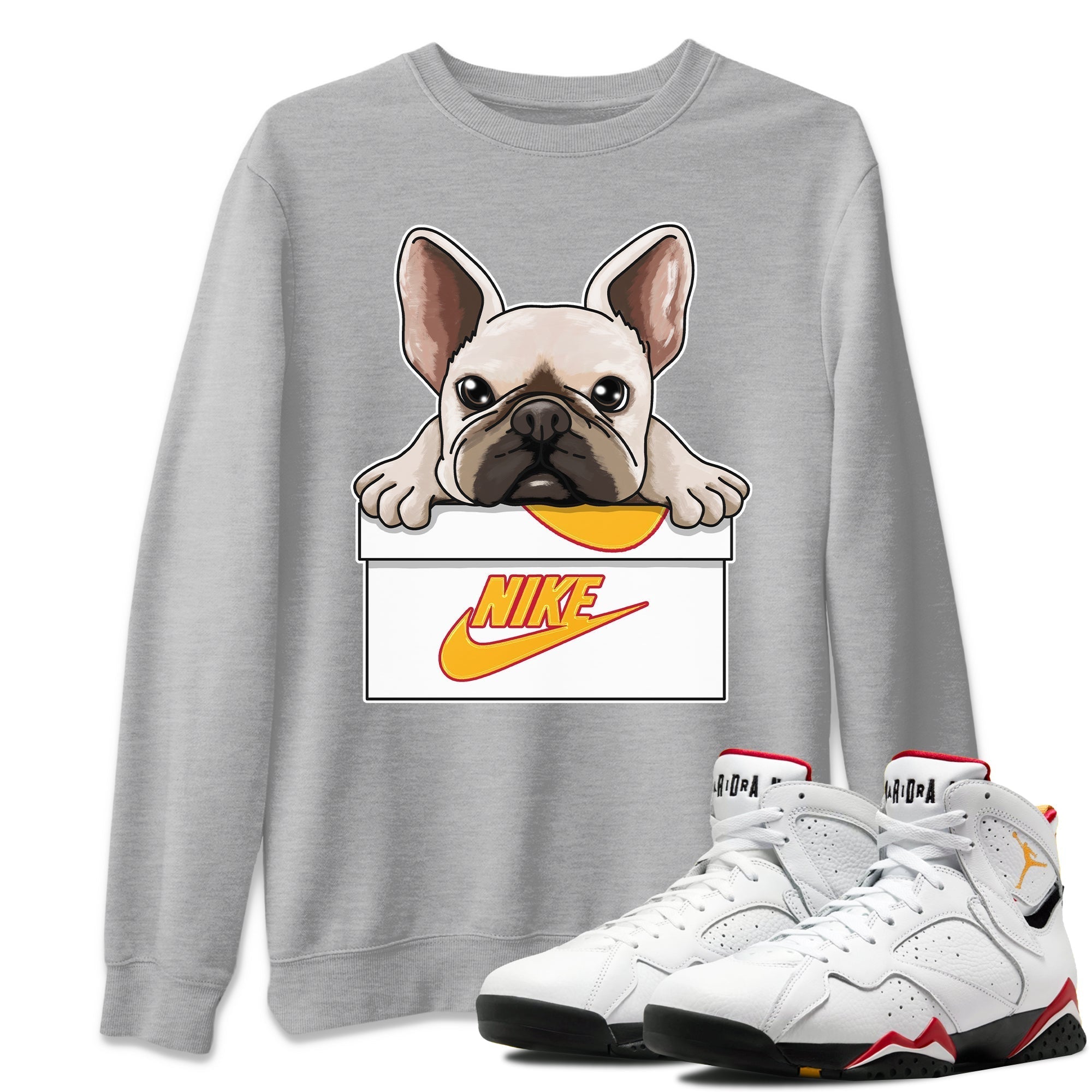 Jordan 7 Cardinal Shirt To Match Jordans French Bulldog Sneaker Tees Jordan 7 Cardinal Drip Gear Zone Sneaker Matching Clothing Unisex Shirts