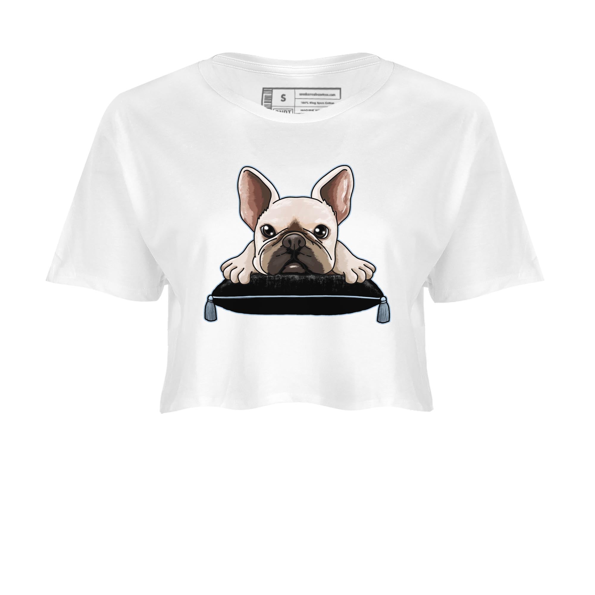 Air Jordan 7 Chambray shirt to match jordans French Bulldog Streetwear Sneaker Shirt AJ7 Chambray Drip Gear Zone Sneaker Matching Clothing White 2 Crop T-Shirt