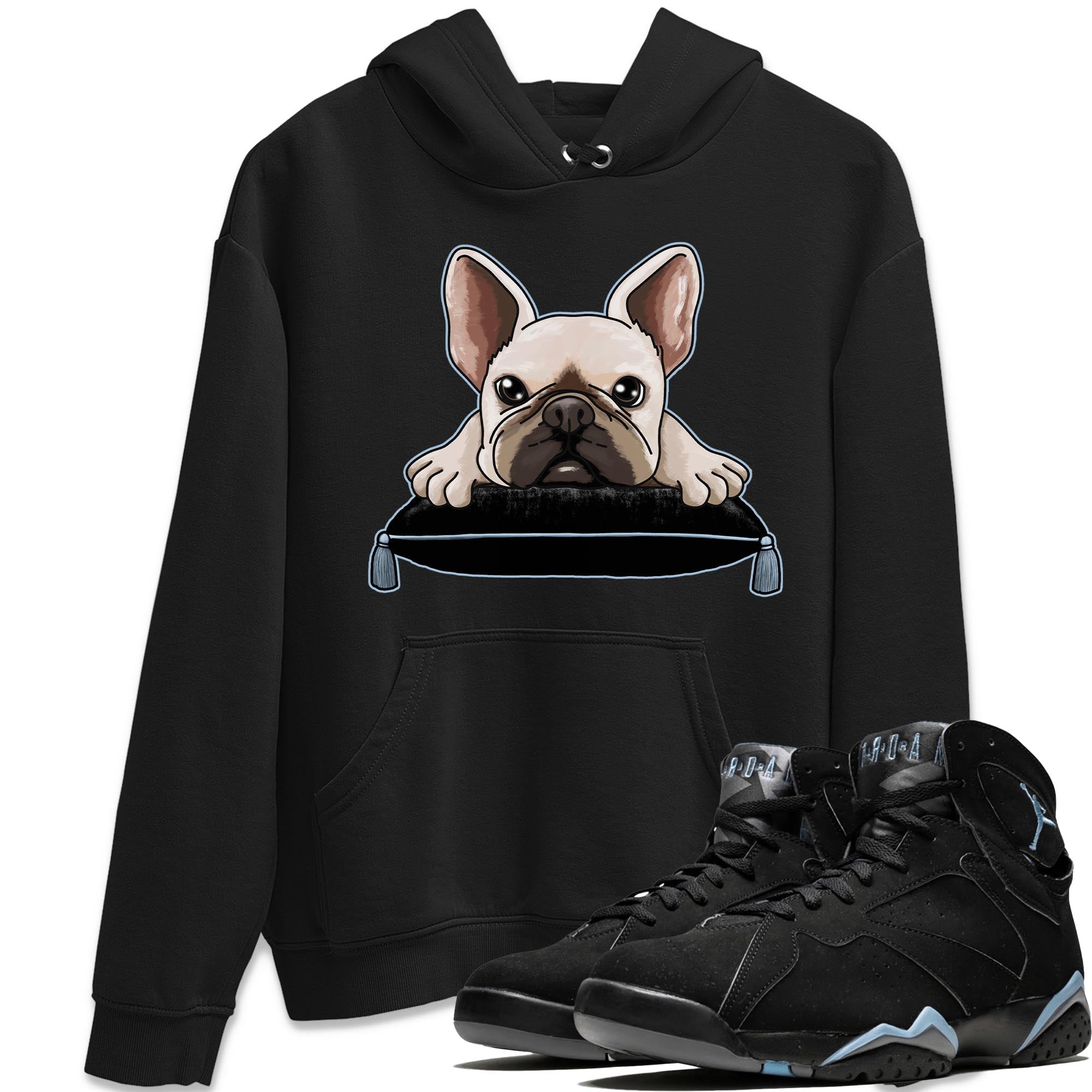 Air Jordan 7 Chambray shirt to match jordans French Bulldog Streetwear Sneaker Shirt AJ7 Chambray Drip Gear Zone Sneaker Matching Clothing Unisex Black 1 T-Shirt