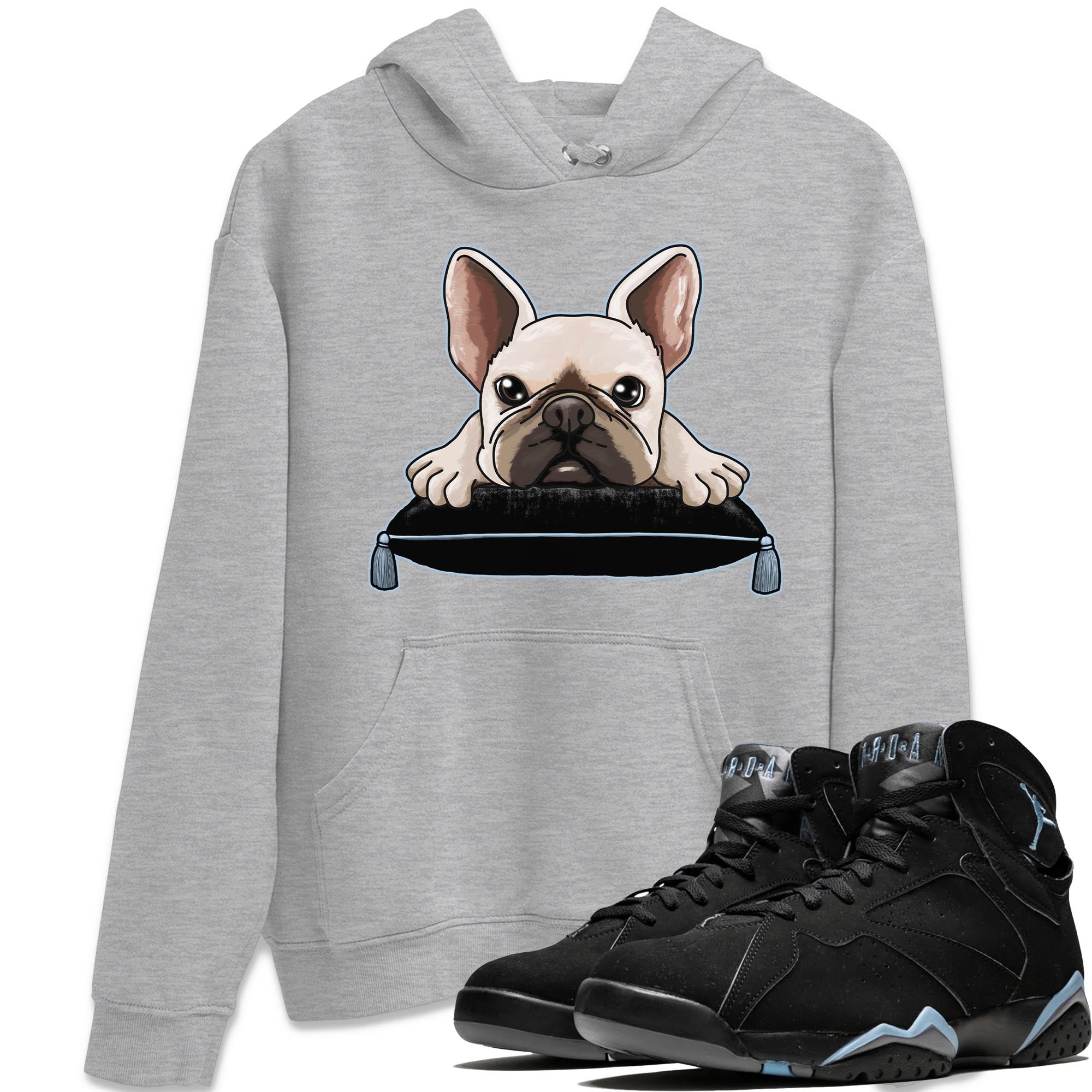 Air Jordan 7 Chambray shirt to match jordans French Bulldog Streetwear Sneaker Shirt AJ7 Chambray Drip Gear Zone Sneaker Matching Clothing Unisex Heather Grey 1 T-Shirt