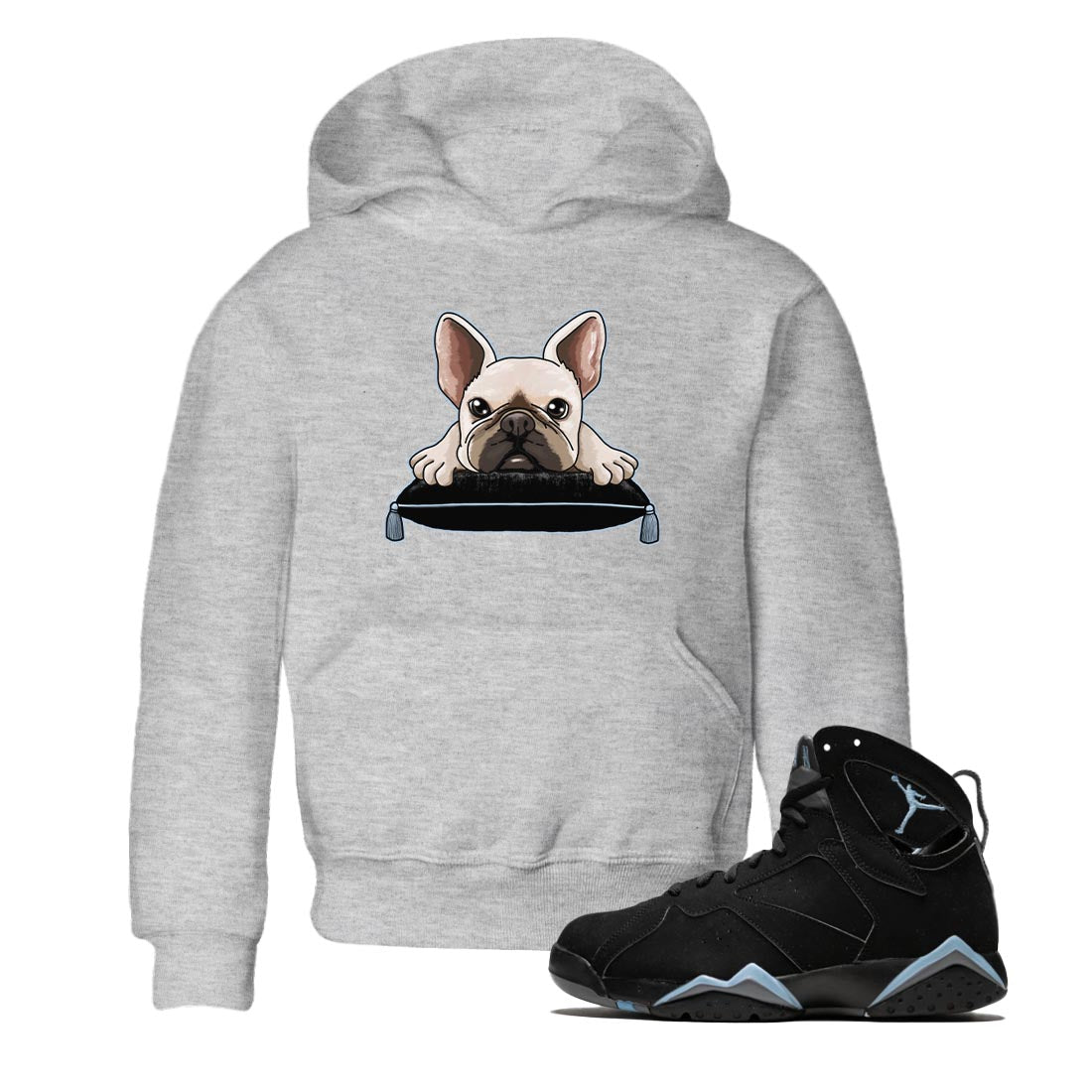 Air Jordan 7 Chambray shirt to match jordans French Bulldog Streetwear Sneaker Shirt AJ7 Chambray Drip Gear Zone Sneaker Matching Clothing Baby Toddler Heather Grey 1 T-Shirt