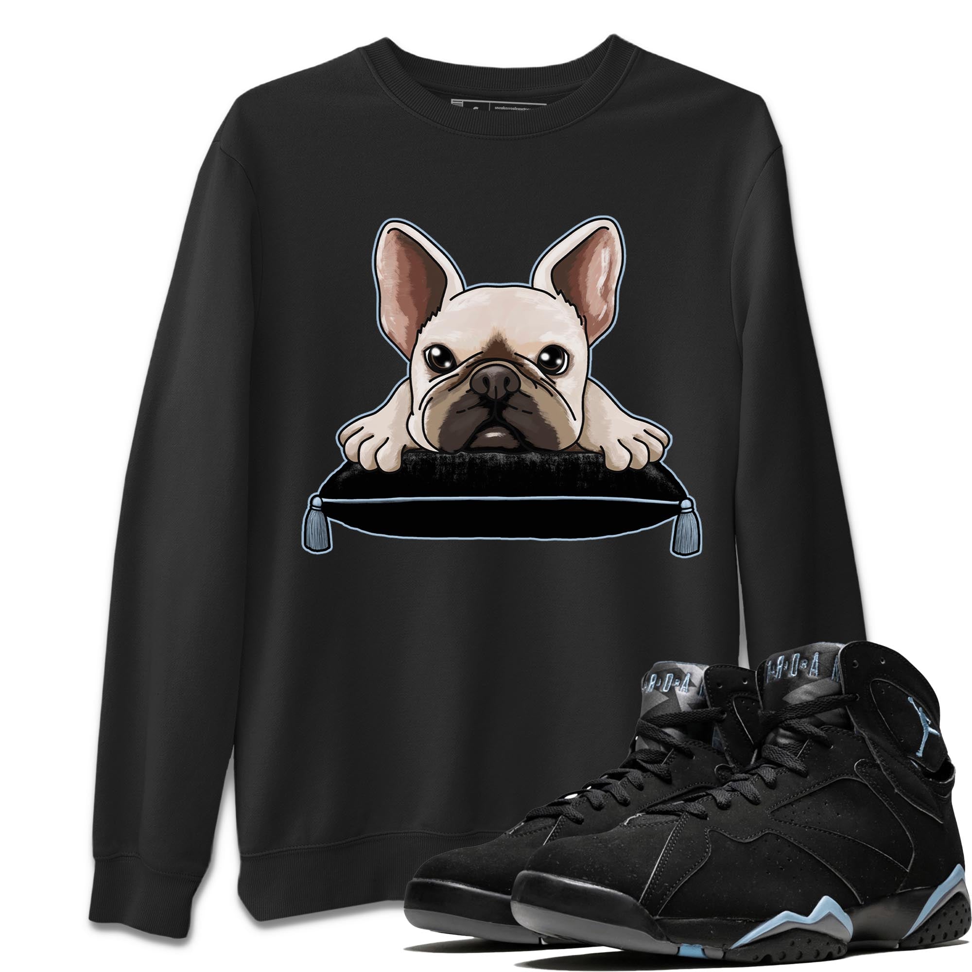 Air Jordan 7 Chambray shirt to match jordans French Bulldog Streetwear Sneaker Shirt AJ7 Chambray Drip Gear Zone Sneaker Matching Clothing Unisex Black 1 T-Shirt