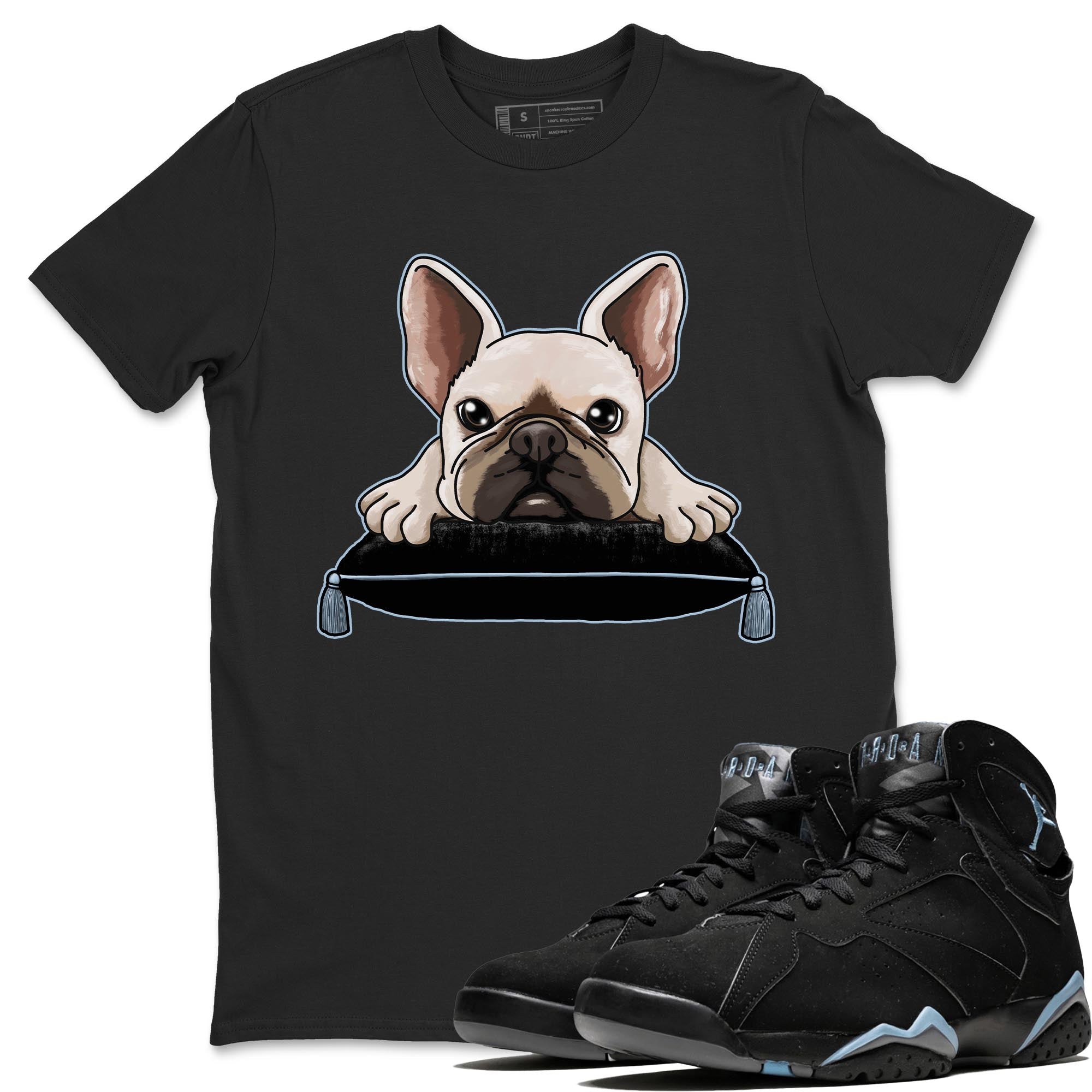 Air Jordan 7 Chambray shirt to match jordans French Bulldog Streetwear Sneaker Shirt AJ7 Chambray Drip Gear Zone Sneaker Matching Clothing Unisex Black 1 T-Shirt
