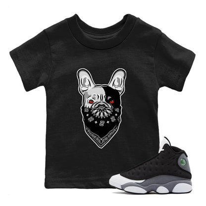 Air Jordan 13 Black Flint Sneaker Match Tees French Bulldog Bandana Streetwear Sneaker Shirt Air Jordan 13 Retro Black Flint Tee Kids Shirts Black 1