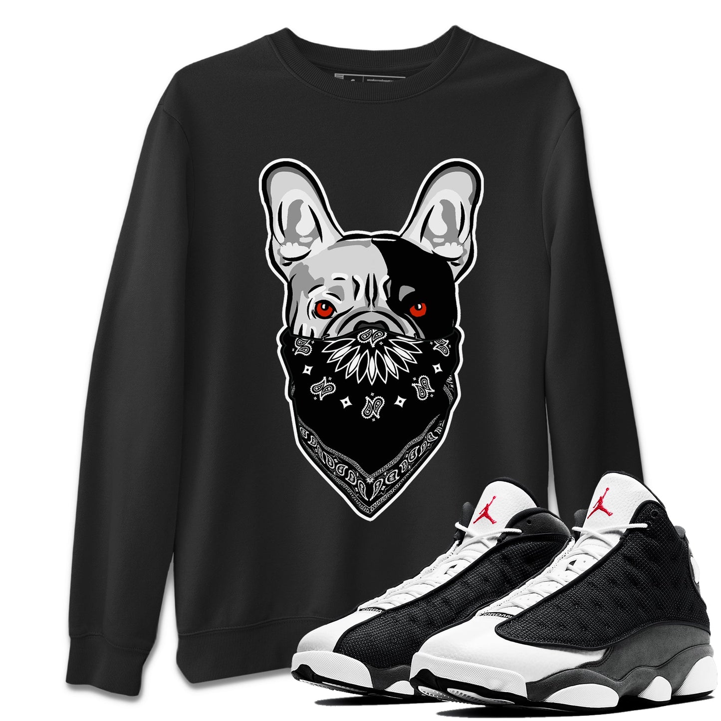 Air Jordan 13 Black Flint Sneaker Match Tees French Bulldog Bandana Streetwear Sneaker Shirt Air Jordan 13 Retro Black Flint Tee Unisex Shirts Black 1