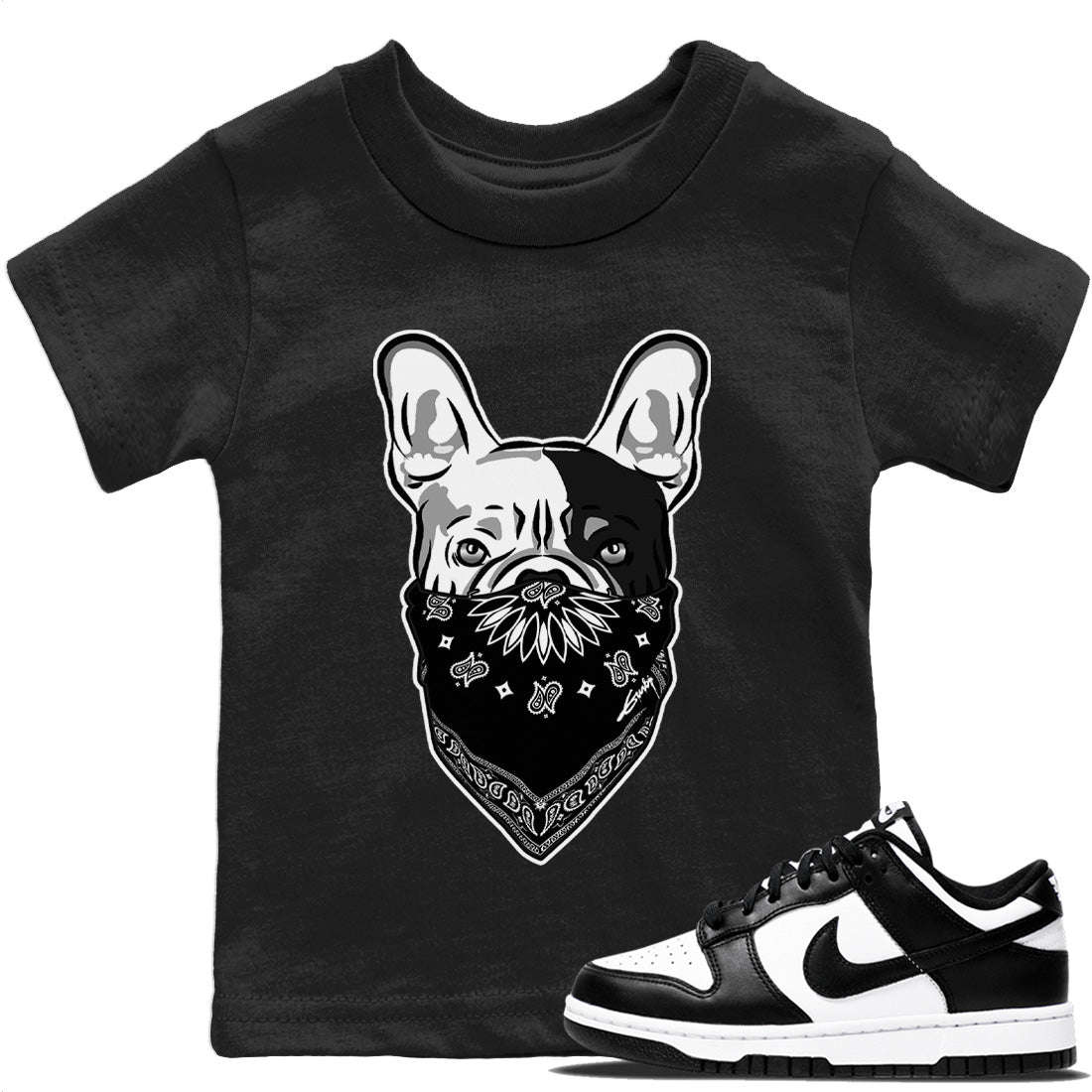 Dunk Panda Sneaker Match Tees French Bulldog Bandana Sneaker Tees Dunk Panda Jordan to match sneaker T-Shirt Kids Shirts