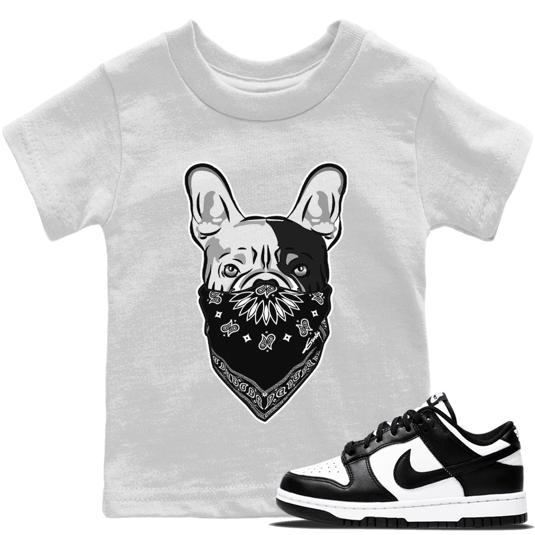 Dunk Panda Sneaker Match Tees French Bulldog Bandana Sneaker Tees Dunk Panda Jordan to match sneaker T-Shirt Kids Shirts