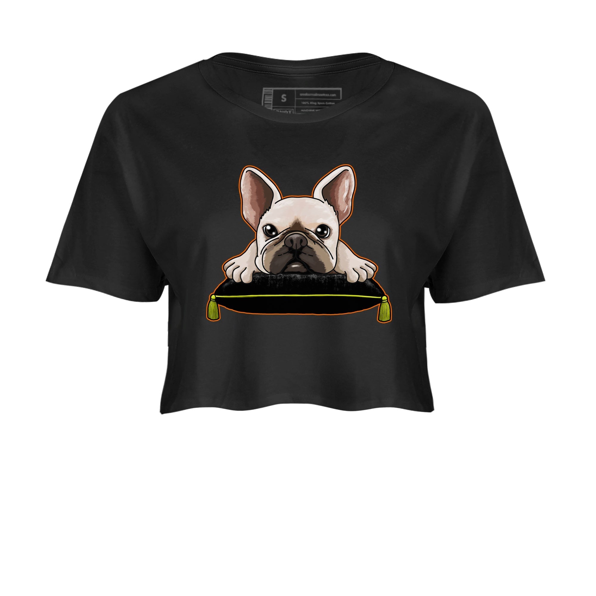 Dunk Halloween shirt to match jordans French Bulldog sneaker tees Dunk Mid Halloween Drip Gear Zone Sneaker Matching Clothing Brand Black 2 Crop T-Shirt