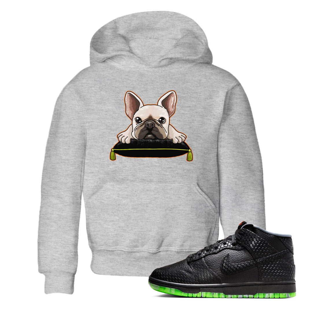 Dunk Halloween shirt to match jordans French Bulldog sneaker tees Dunk Mid Halloween Drip Gear Zone Sneaker Matching Clothing Brand Baby Toddler Heather Grey 1 T-Shirt