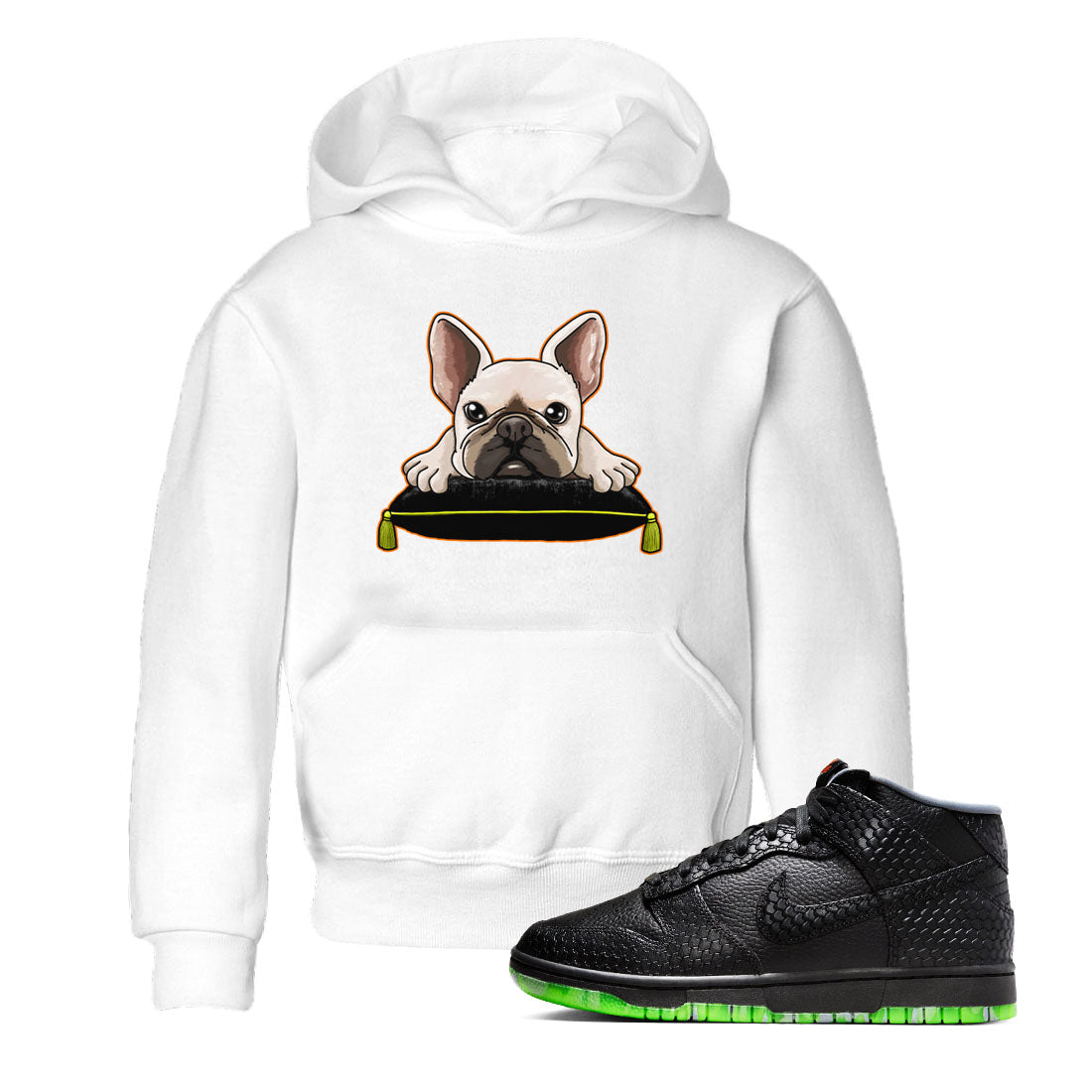 Dunk Halloween shirt to match jordans French Bulldog sneaker tees Dunk Mid Halloween Drip Gear Zone Sneaker Matching Clothing Brand Baby Toddler White 1 T-Shirt