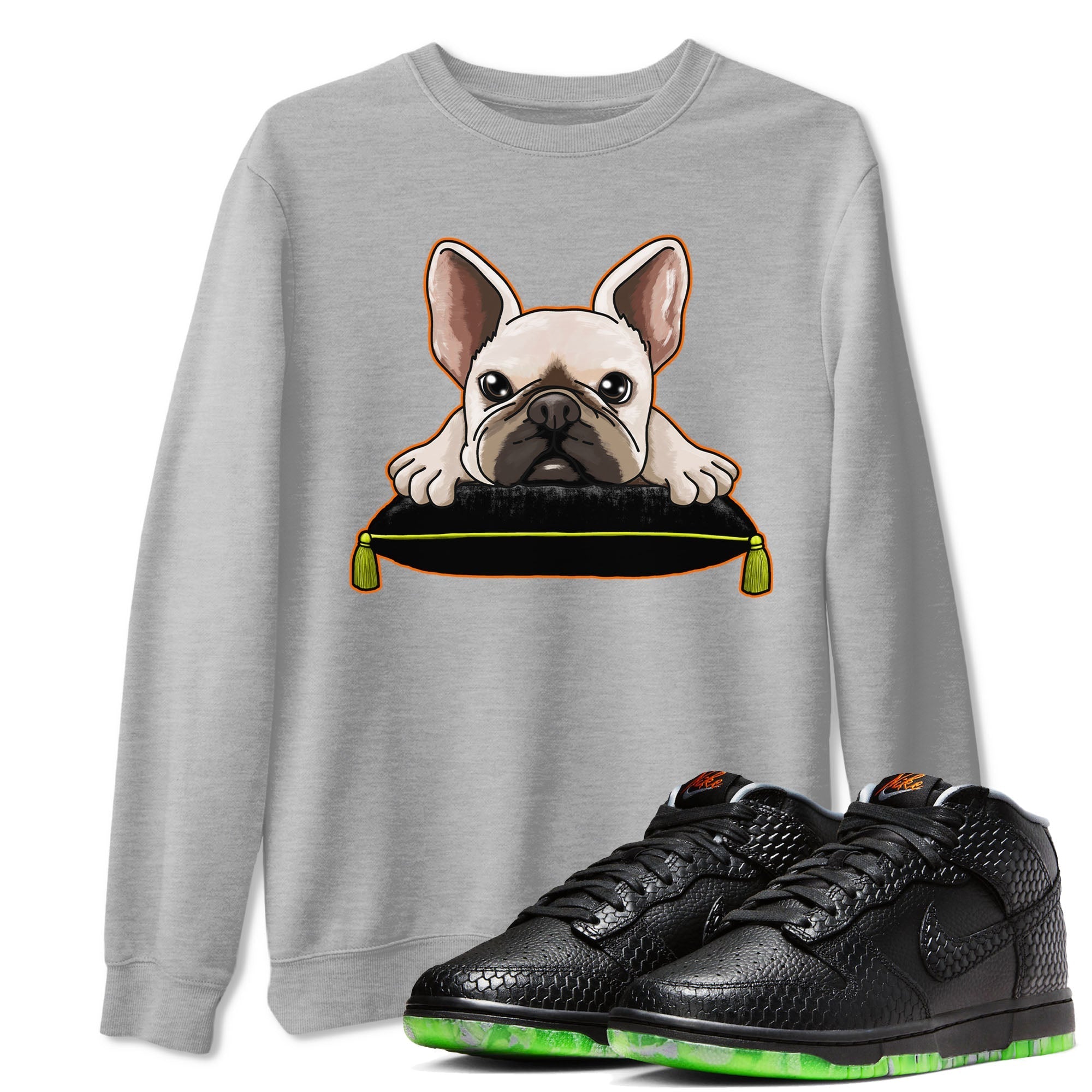 Dunk Halloween shirt to match jordans French Bulldog sneaker tees Dunk Mid Halloween Drip Gear Zone Sneaker Matching Clothing Brand Unisex Sneaker Tee Heather Grey 1 T-Shirt