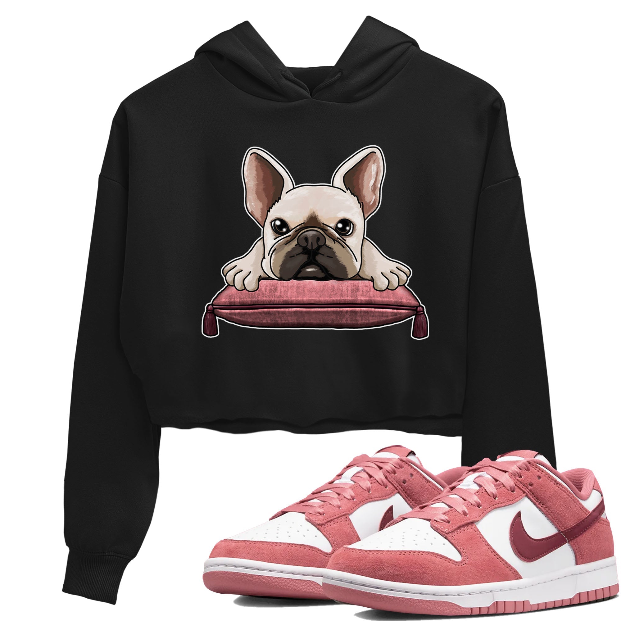 Dunk Valentine's Day shirt to match jordans French Bulldog sneaker tees Dunks Valentine's Day Drip Gear Zone Black 1 crop length shirt