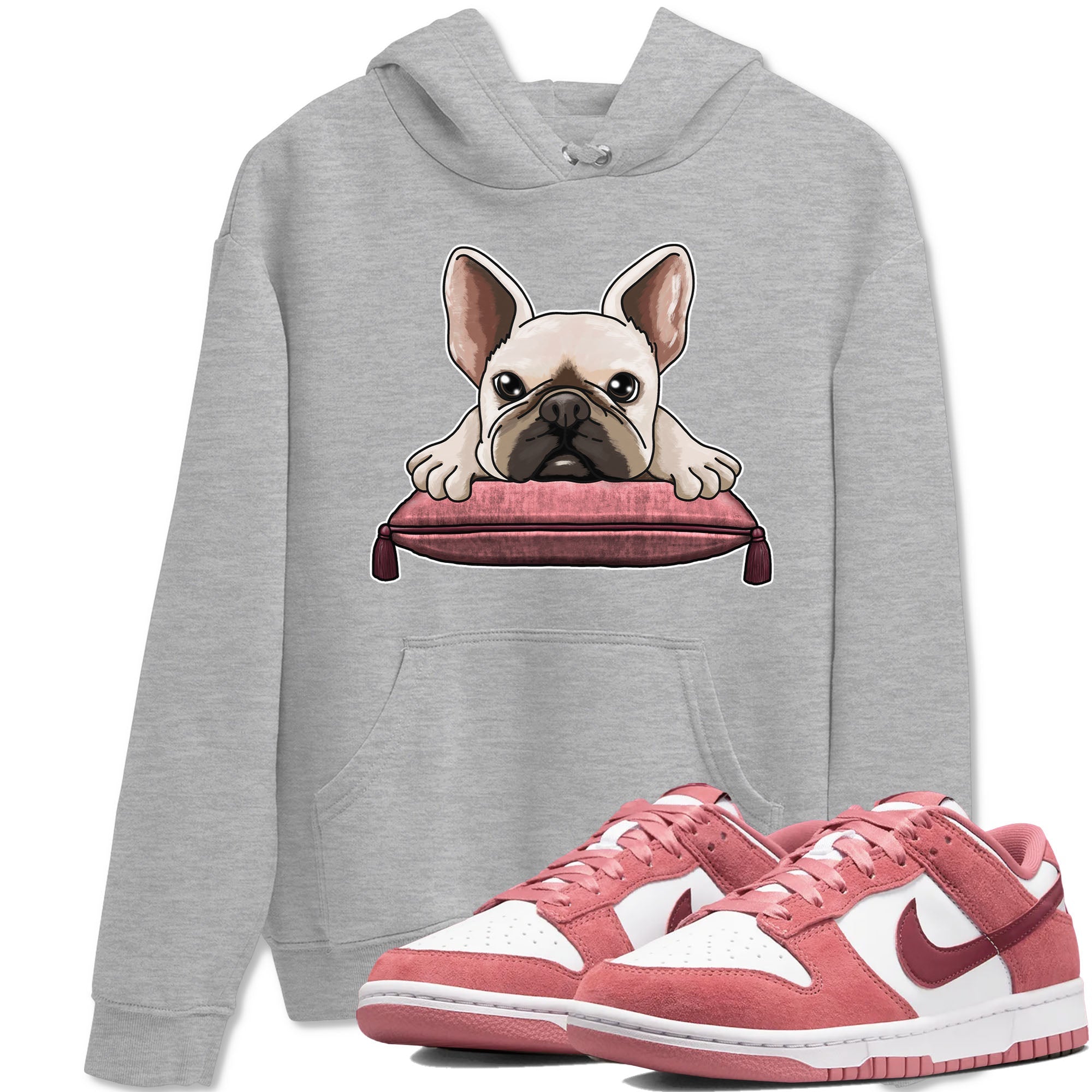 Dunk Valentine's Day shirt to match jordans French Bulldog sneaker tees Dunks Valentine's Day Drip Gear Zone unisex cotton Heather Grey 1 crew neck shirt