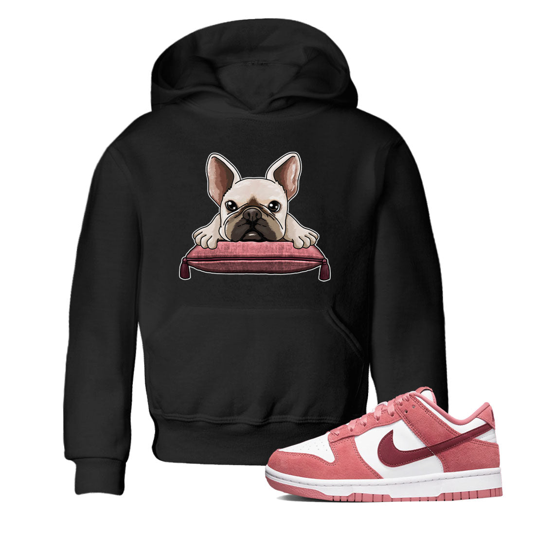 Dunk Valentine's Day shirt to match jordans French Bulldog sneaker tees Dunks Valentine's Day Drip Gear Zone baby toddler Black 1 cotton Shirt