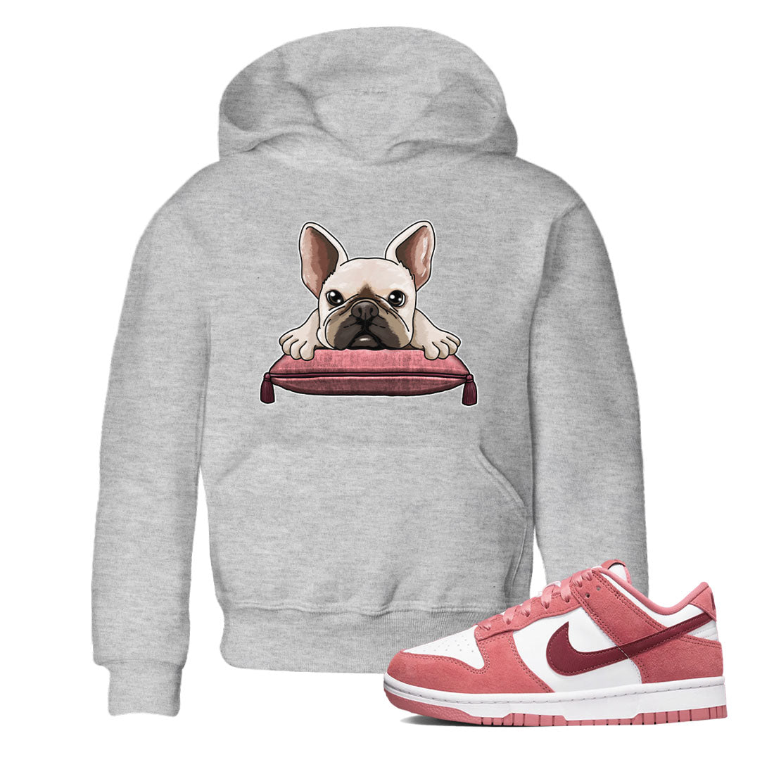 Dunk Valentine's Day shirt to match jordans French Bulldog sneaker tees Dunks Valentine's Day Drip Gear Zone baby toddler Heather Grey 1 cotton Shirt