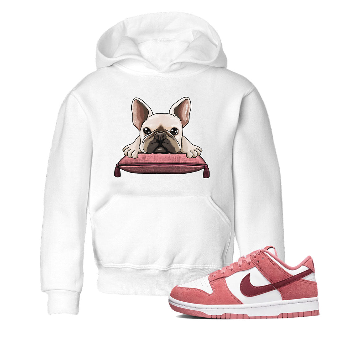 Dunk Valentine's Day shirt to match jordans French Bulldog sneaker tees Dunks Valentine's Day Drip Gear Zone baby toddler White 1 cotton Shirt