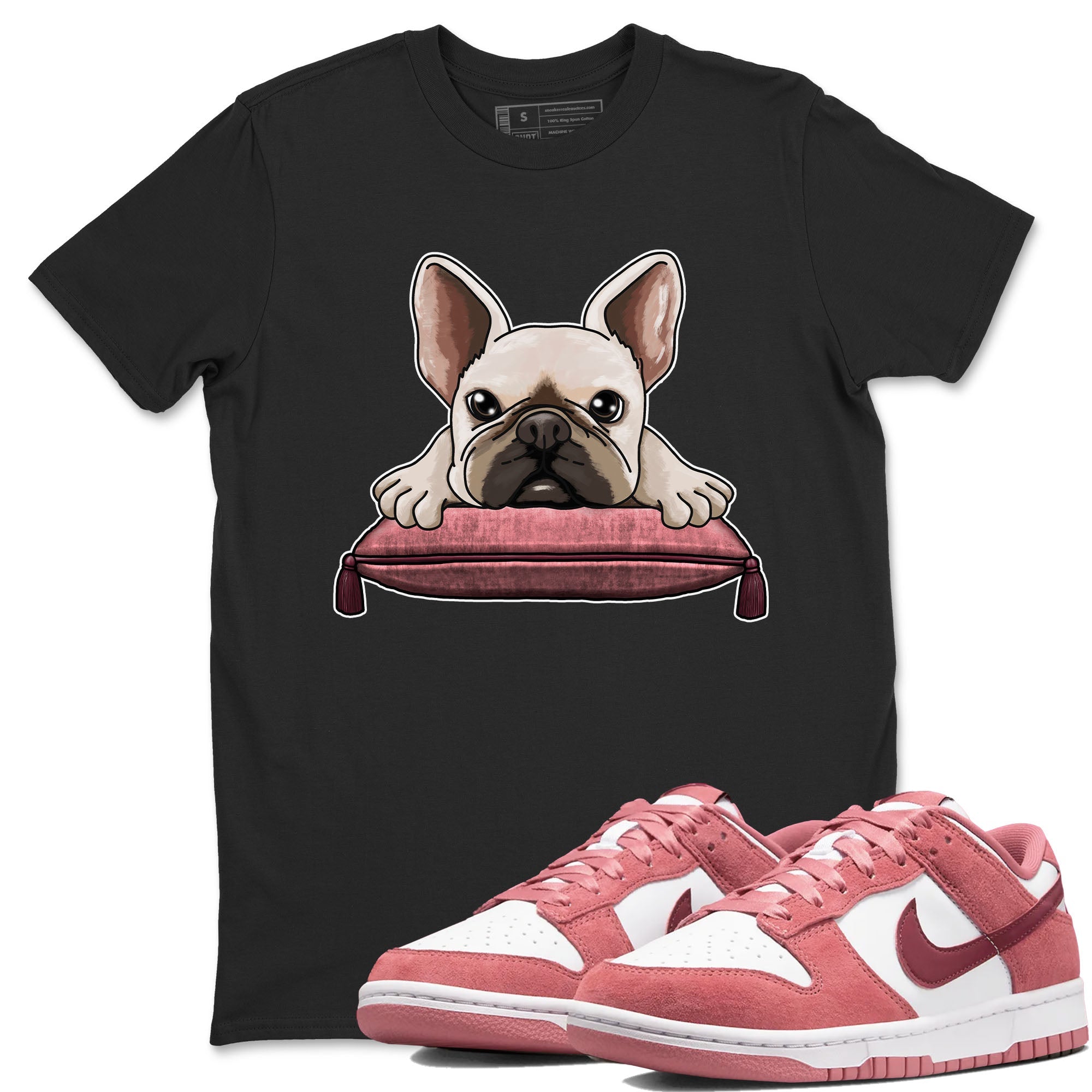 Dunk Valentine's Day shirt to match jordans French Bulldog sneaker tees Dunks Valentine's Day Drip Gear Zone unisex cotton Black 1 crew neck shirt