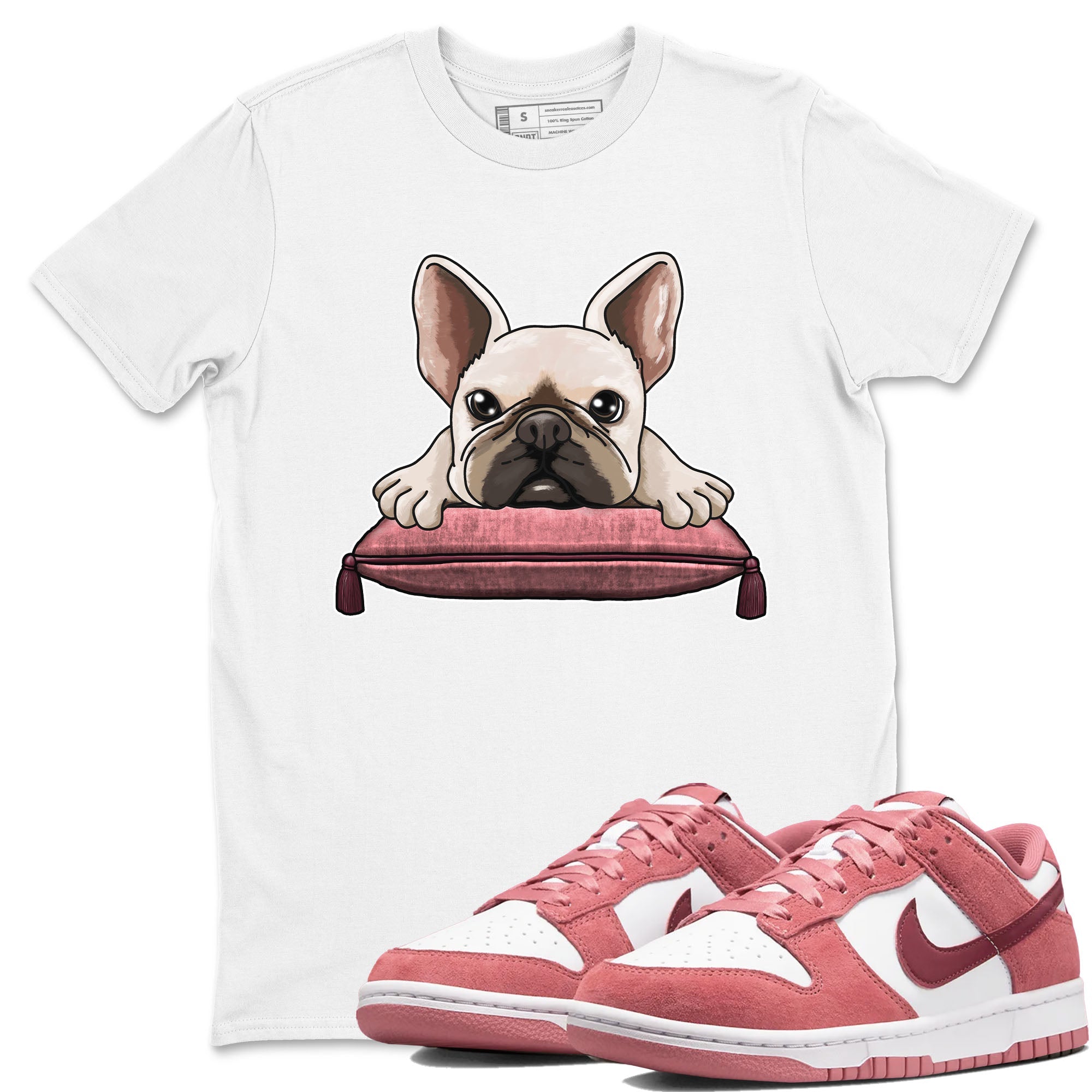 Dunk Valentine's Day shirt to match jordans French Bulldog sneaker tees Dunks Valentine's Day Drip Gear Zone unisex cotton White 1 crew neck shirt
