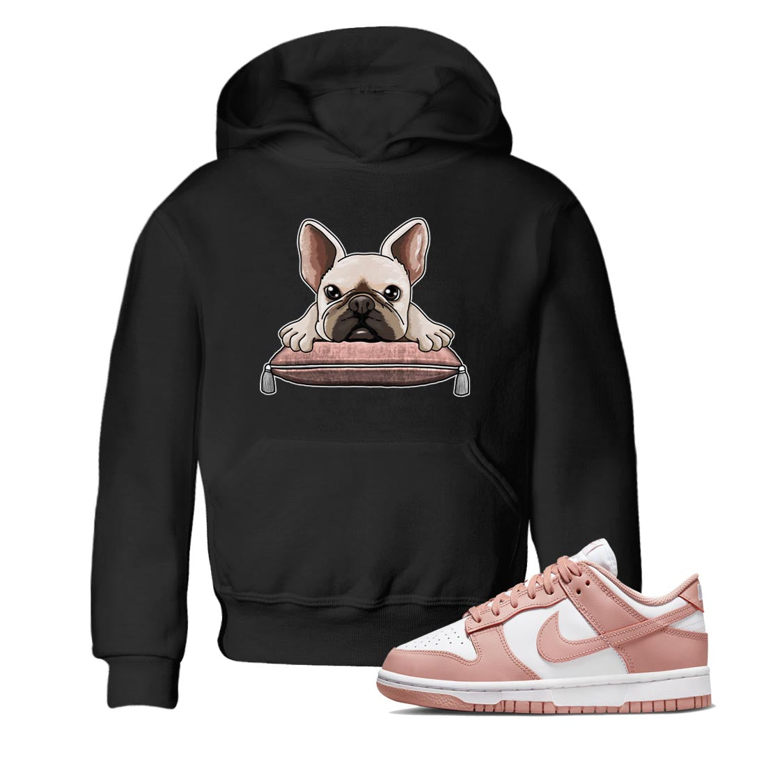 Nike Dunks Low Rose Whisper shirt to match jordans French Bulldog Streetwear Sneaker Shirt Nike Dunk Rose Whisper Drip Gear Zone Sneaker Matching Clothing Baby Toddler Black 1 T-Shirt