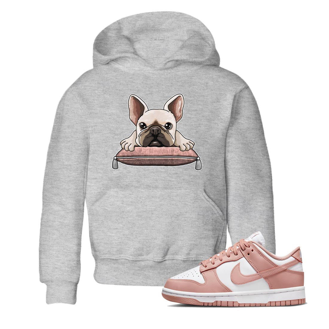 Nike Dunks Low Rose Whisper shirt to match jordans French Bulldog Streetwear Sneaker Shirt Nike Dunk Rose Whisper Drip Gear Zone Sneaker Matching Clothing Baby Toddler Heather Grey 1 T-Shirt