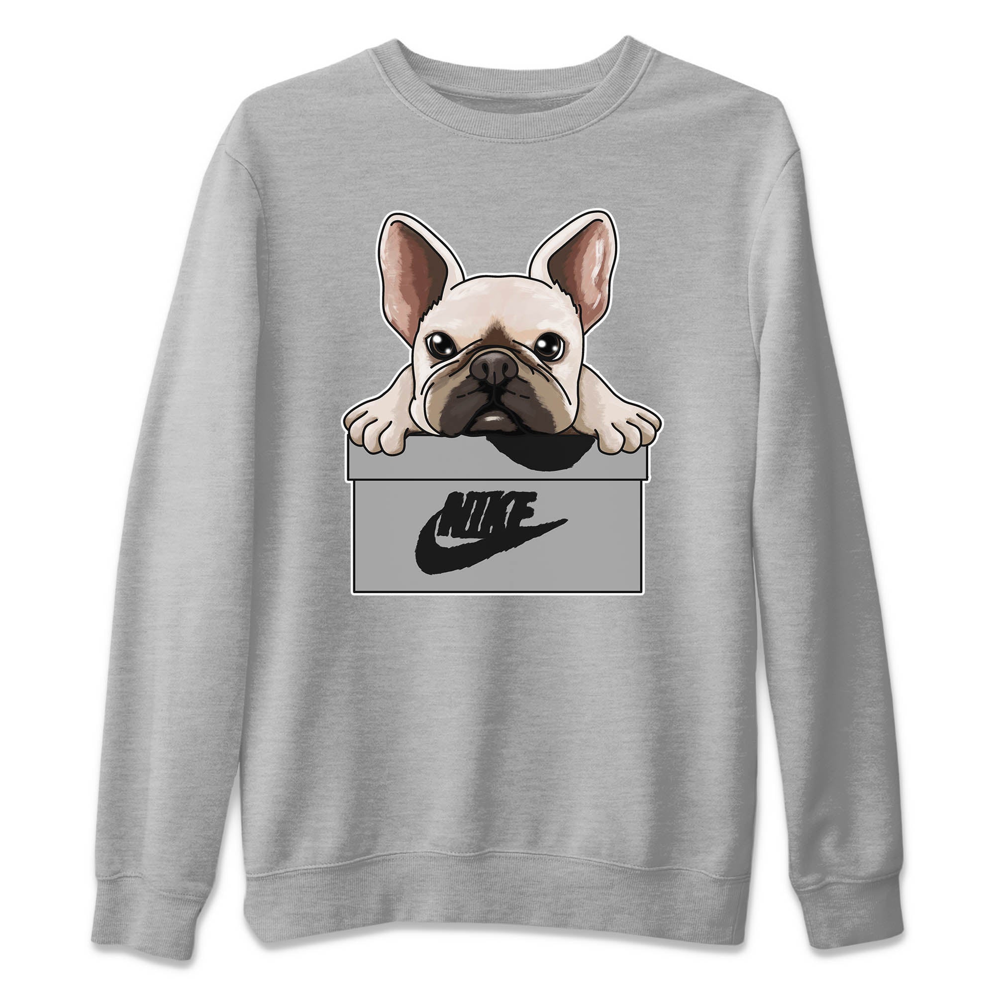 Jordan 1 Light Smoke Grey Sneaker Matching T-Shirt French Bulldog Sneaker Tees Jordan 1 Light Smoke Grey Sneaker Release Tees Crew Neck Tees