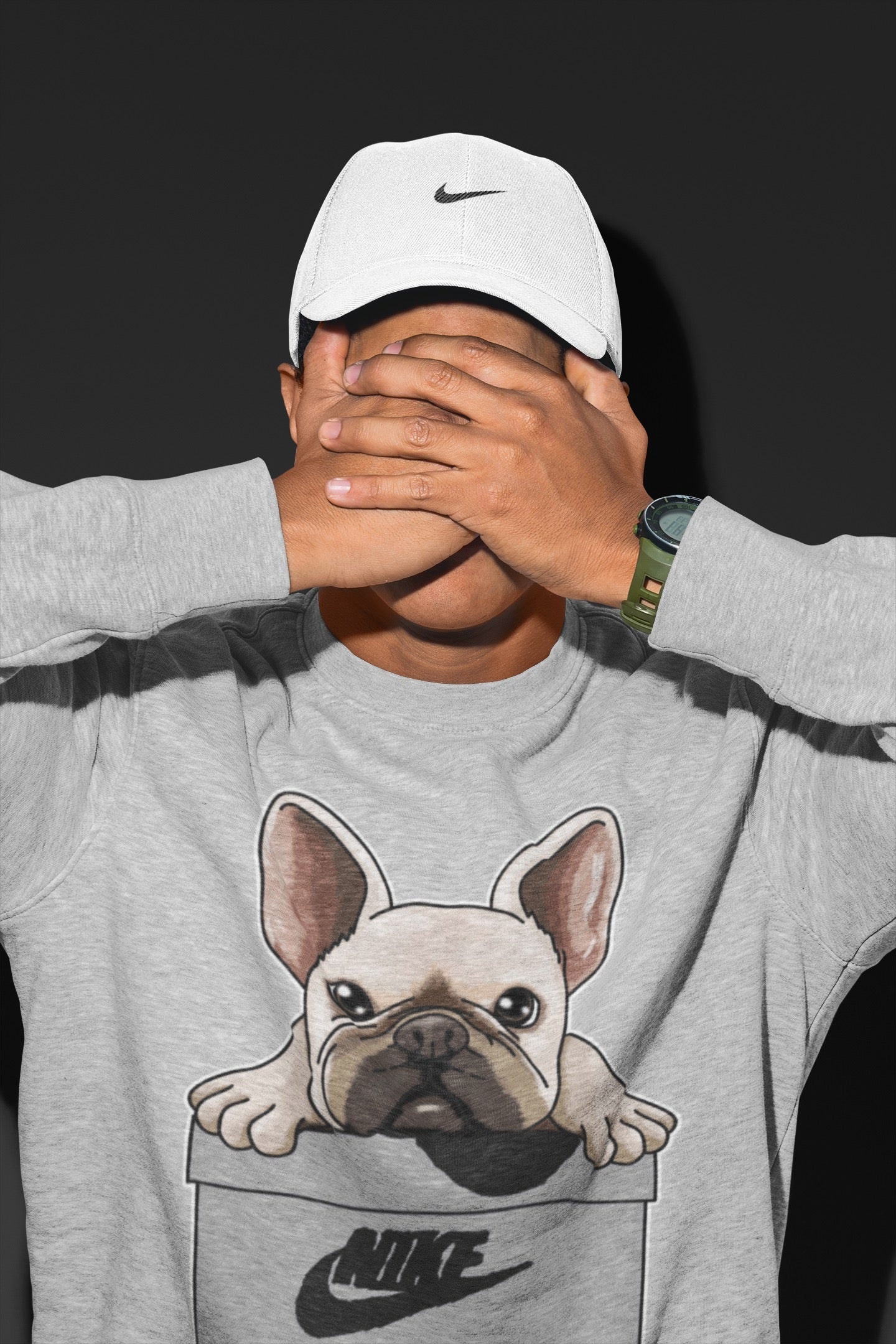 Jordan 1 Light Smoke Grey Sneaker Matching T-Shirt French Bulldog Sneaker Tees Jordan 1 Light Smoke Grey Sneaker Release Tees Crew Neck Tees