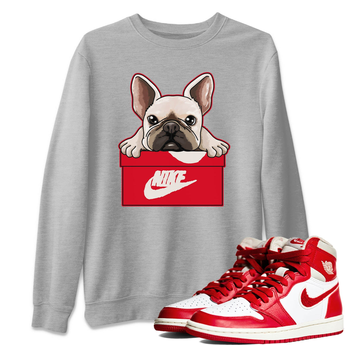 Jordan 1 Newstalgia Sneaker Matching T-Shirt French Bulldog Sneaker Tees Jordan 1 Newstalgia Sneaker Release Tees Crew Neck Tees