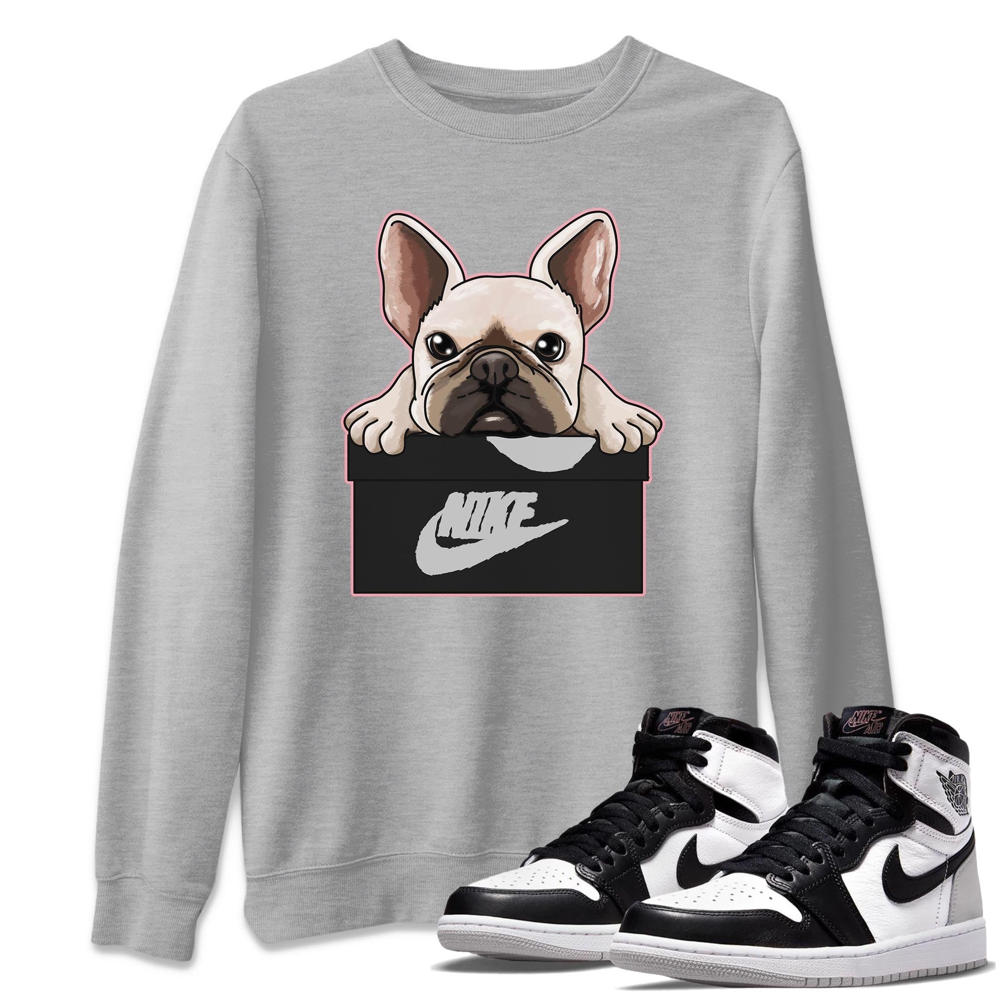 Jordan 1 Stage Haze Sneaker Matching T-Shirt French Bulldog Sneaker Tees Jordan 1 Stage Haze Sneaker Release Tees Crew Neck Tees