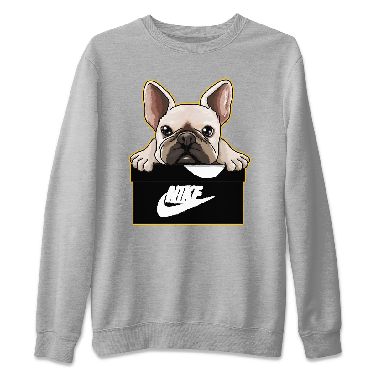 Jordan 1 Taxi Sneaker Matching T-Shirt French Bulldog Sneaker Tees Jordan 1 Taxi Sneaker Release Tees Crew Neck Tees
