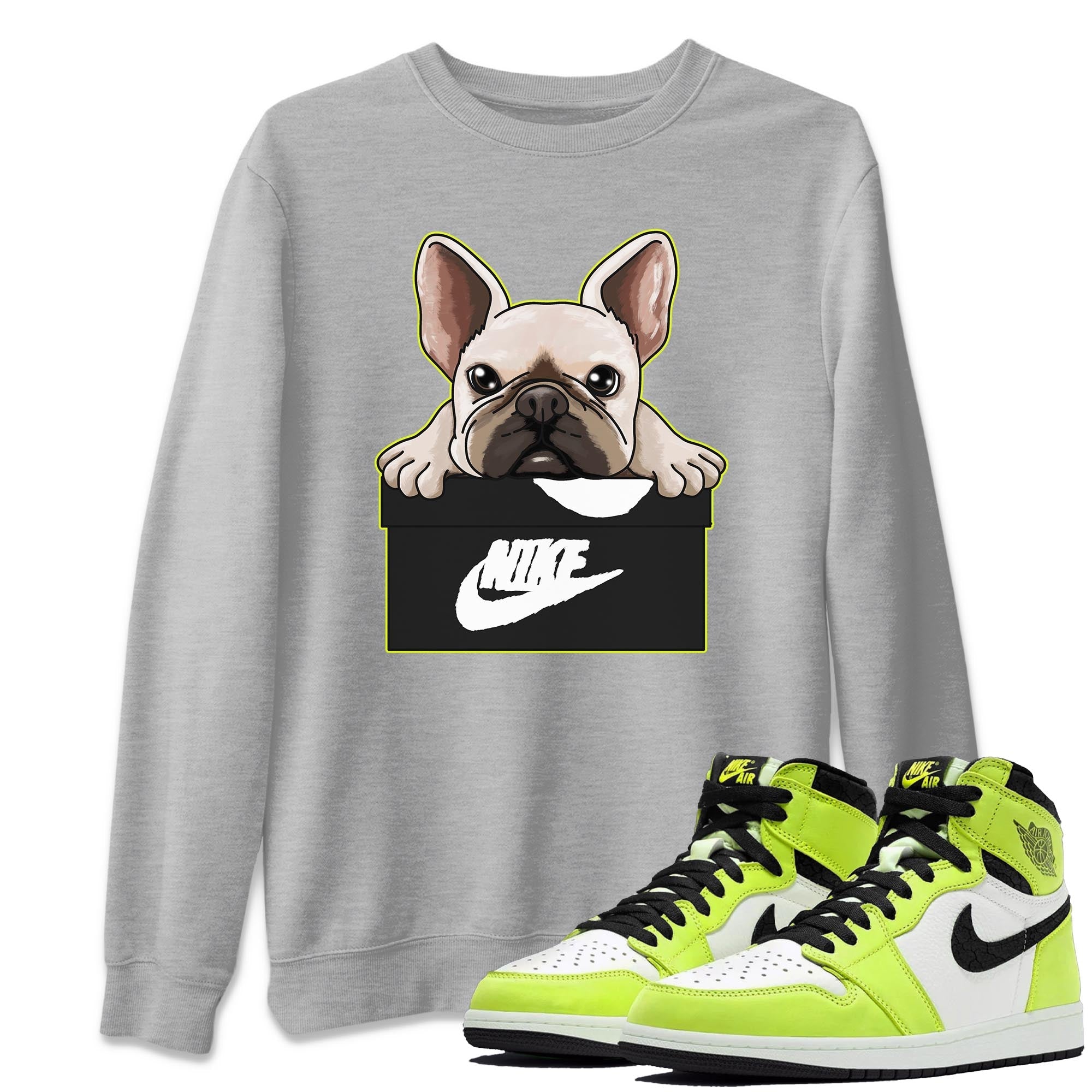 Jordan 1 Visionaire Sneaker Matching T-Shirt French Bulldog Sneaker Tees Jordan 1 Visionaire Sneaker Release Tees Crew Neck Tees