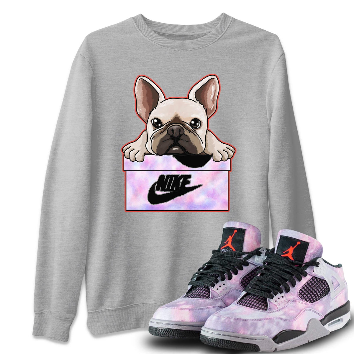 Jordan 4 Zen Master Sneaker Matching T-Shirt French Bulldog Sneaker Tees Jordan 4 Zen Master Sneaker Release Tees Crew Neck Tees
