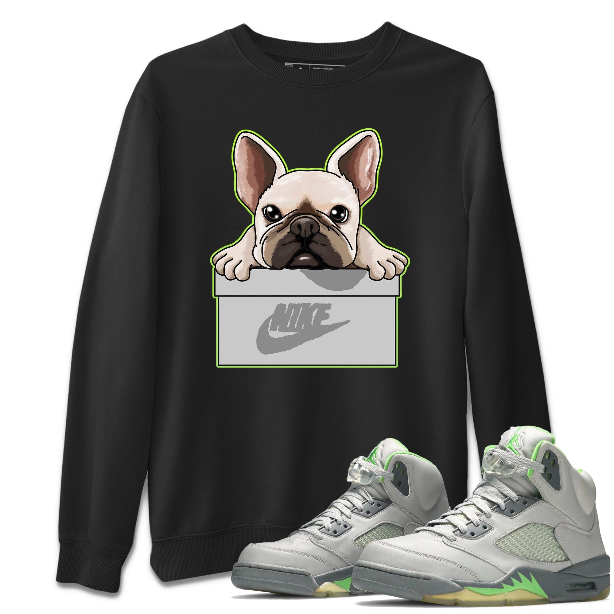 Jordan 5 Green Bean Sneaker Matching T-Shirt French Bulldog Sneaker Tees Jordan 5 Green Bean Sneaker Release Tees Crew Neck Tees