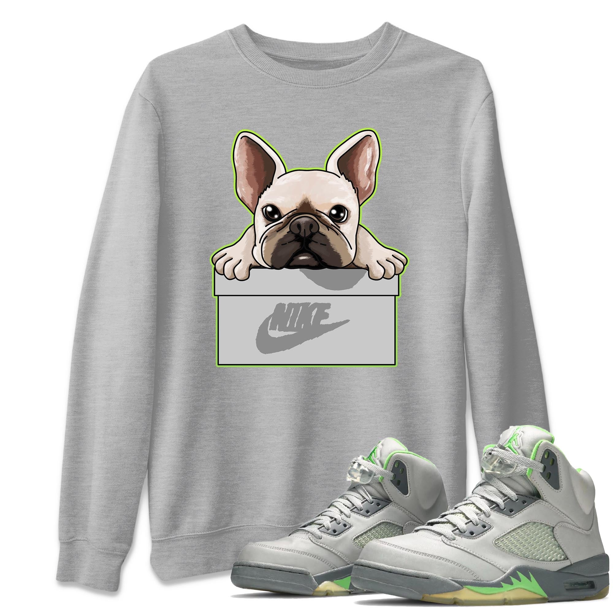 Jordan 5 Green Bean Sneaker Matching T-Shirt French Bulldog Sneaker Tees Jordan 5 Green Bean Sneaker Release Tees Crew Neck Tees