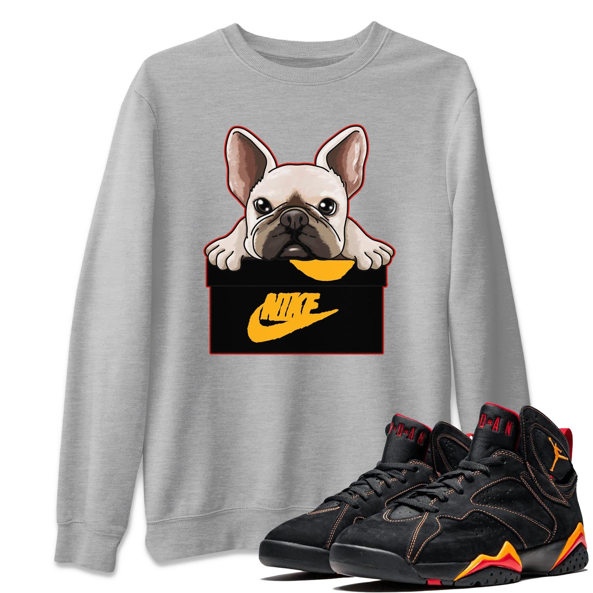 Jordan 7 Citrus Shirt To Match Jordans French Bulldog Sneaker Tees Jordan 7 Citrus Drip Gear Zone Sneaker Matching Clothing Unisex Shirts