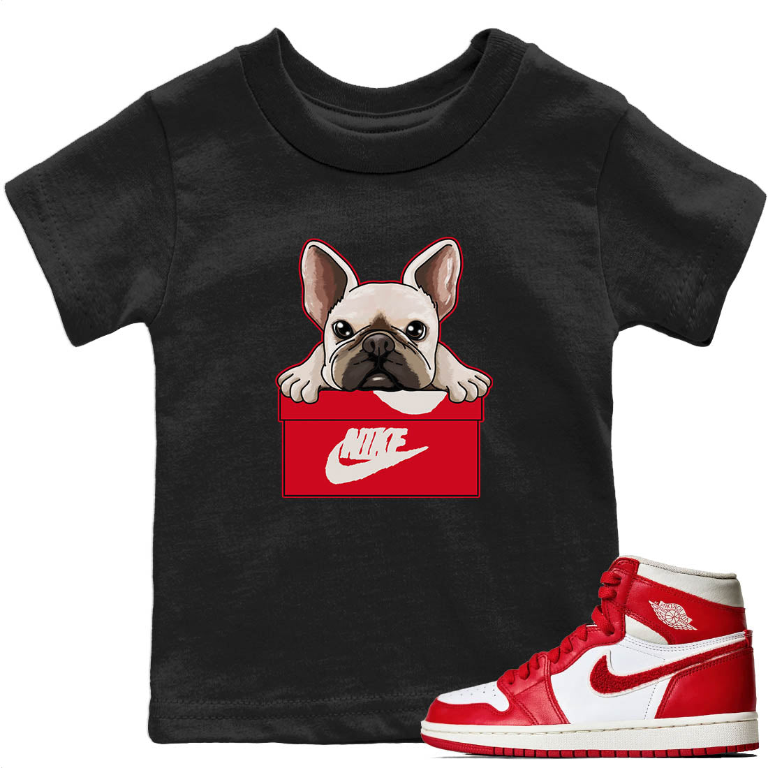 Jordan 1 Newstalgia Sneaker Matching T-Shirt French Bulldog Sneaker Tees Jordan 1 Newstalgia Sneaker Release Tees Kids Shirts