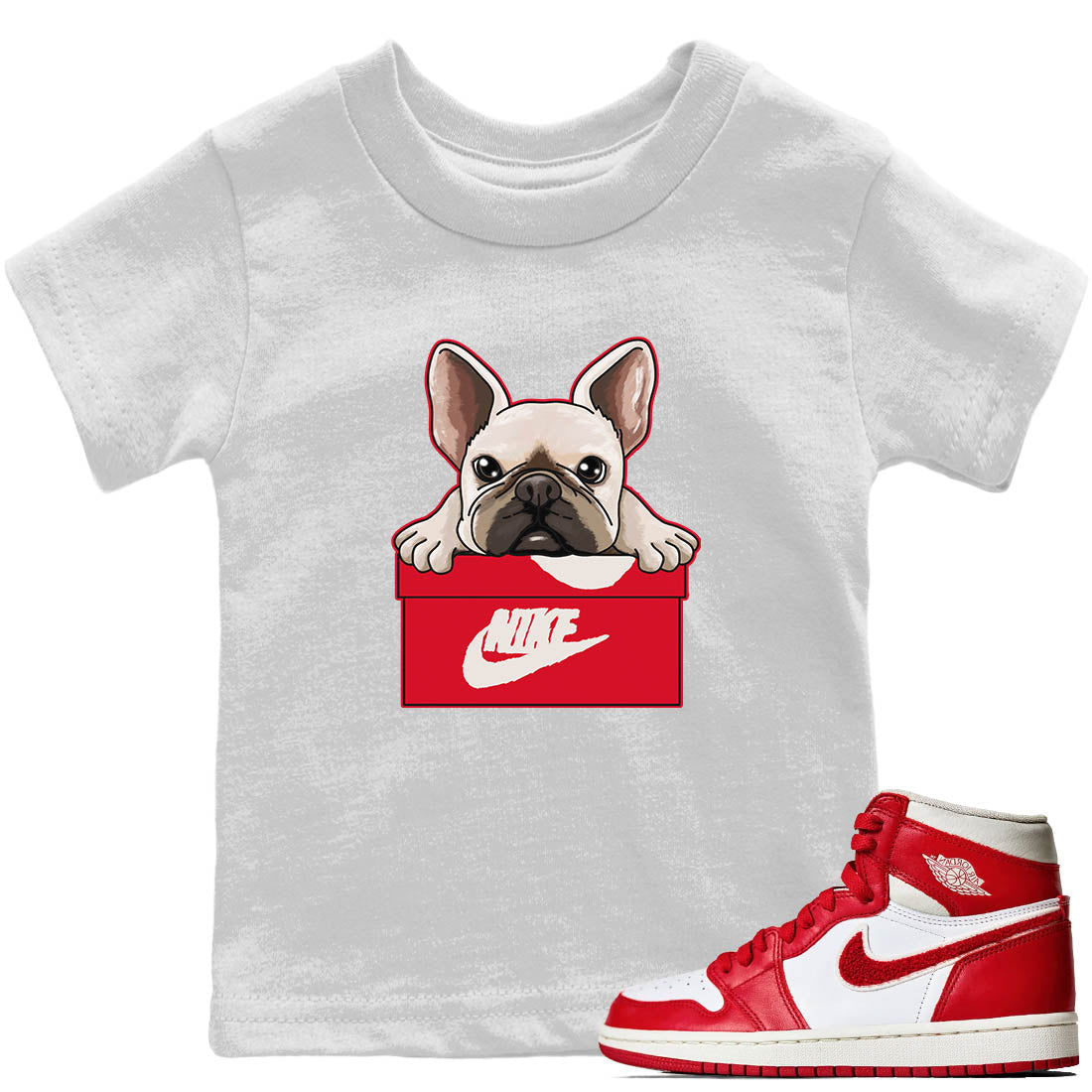 Jordan 1 Newstalgia Sneaker Matching T-Shirt French Bulldog Sneaker Tees Jordan 1 Newstalgia Sneaker Release Tees Kids Shirts