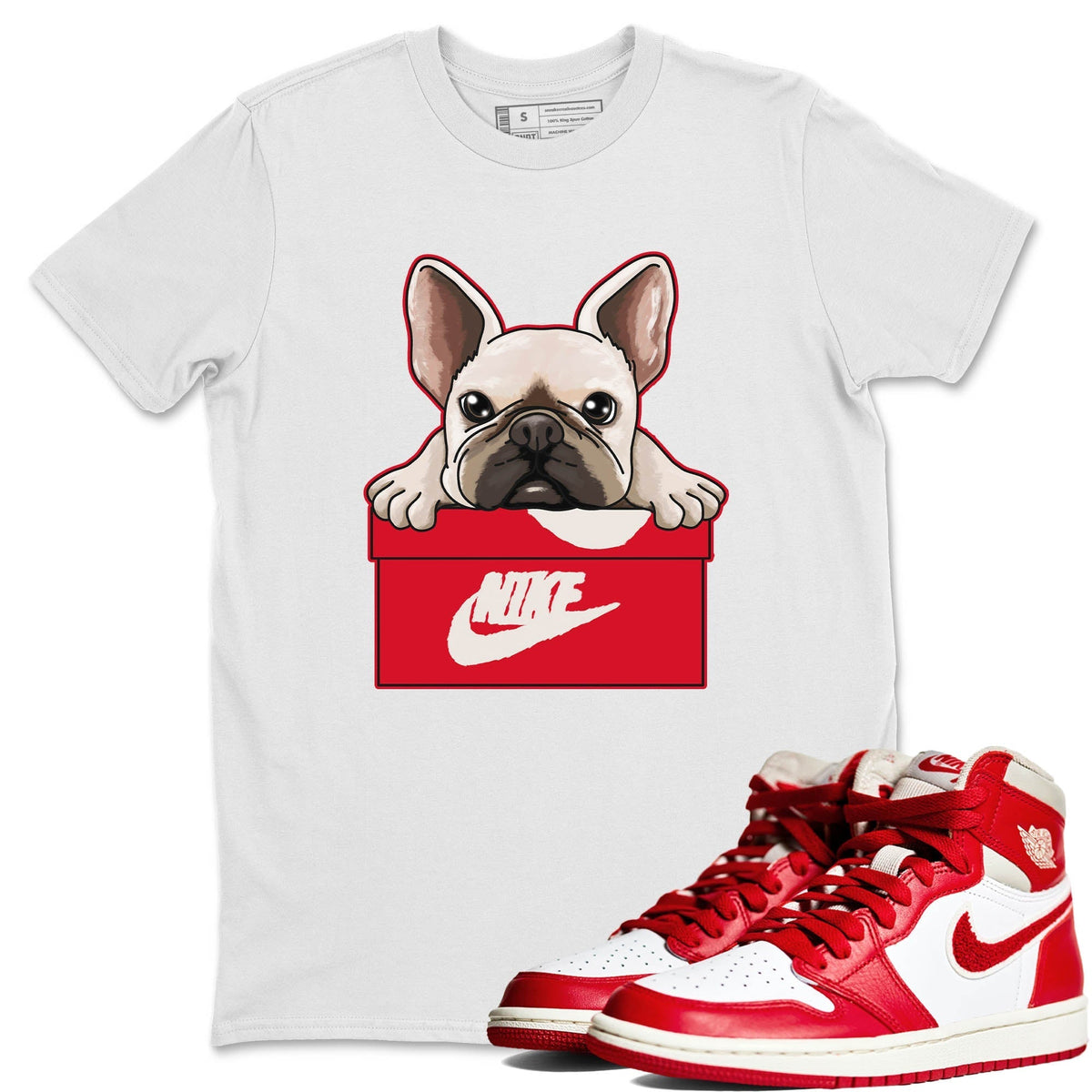 Jordan 1 Newstalgia Sneaker Matching T-Shirt French Bulldog Sneaker Tees Jordan 1 Newstalgia Sneaker Release Tees Crew Neck Tees