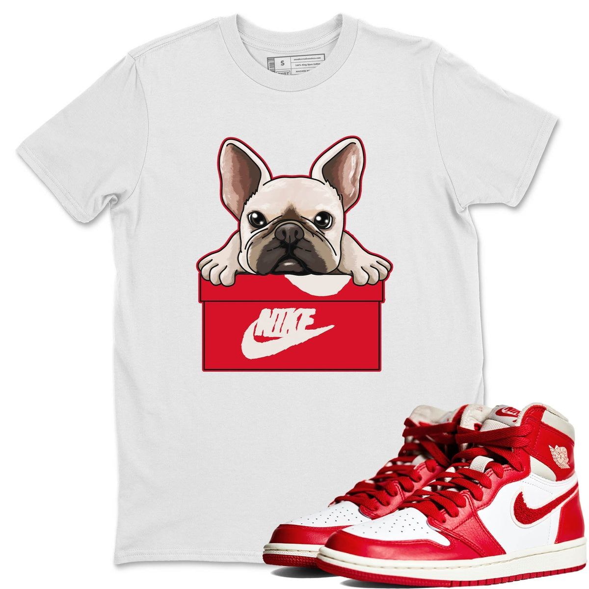 Jordan 1 Newstalgia Sneaker Matching T-Shirt French Bulldog Sneaker Tees Jordan 1 Newstalgia Sneaker Release Tees Crew Neck Tees