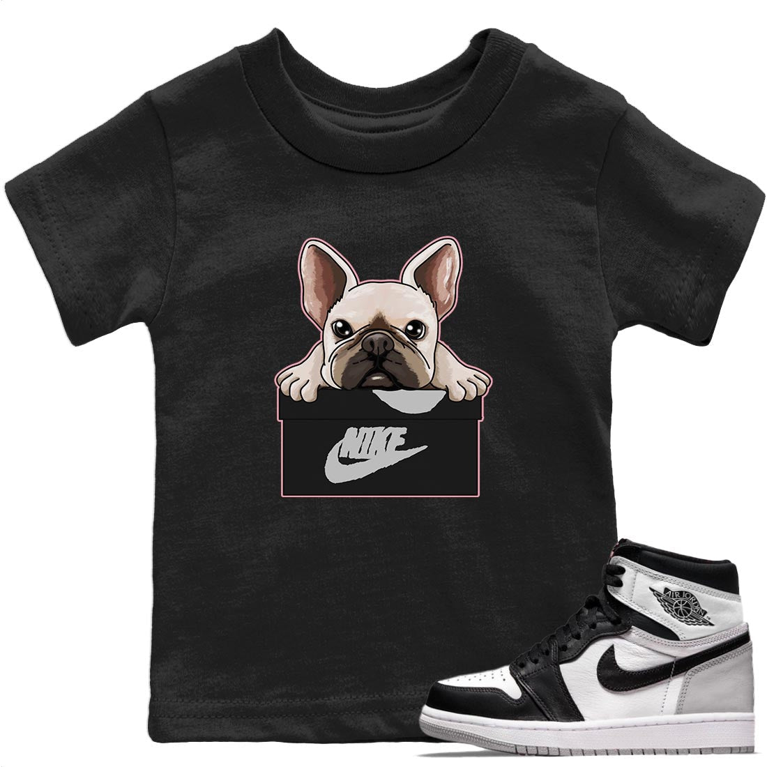 Jordan 1 Stage Haze Sneaker Matching T-Shirt French Bulldog Sneaker Tees Jordan 1 Stage Haze Sneaker Release Tees Kids Shirts