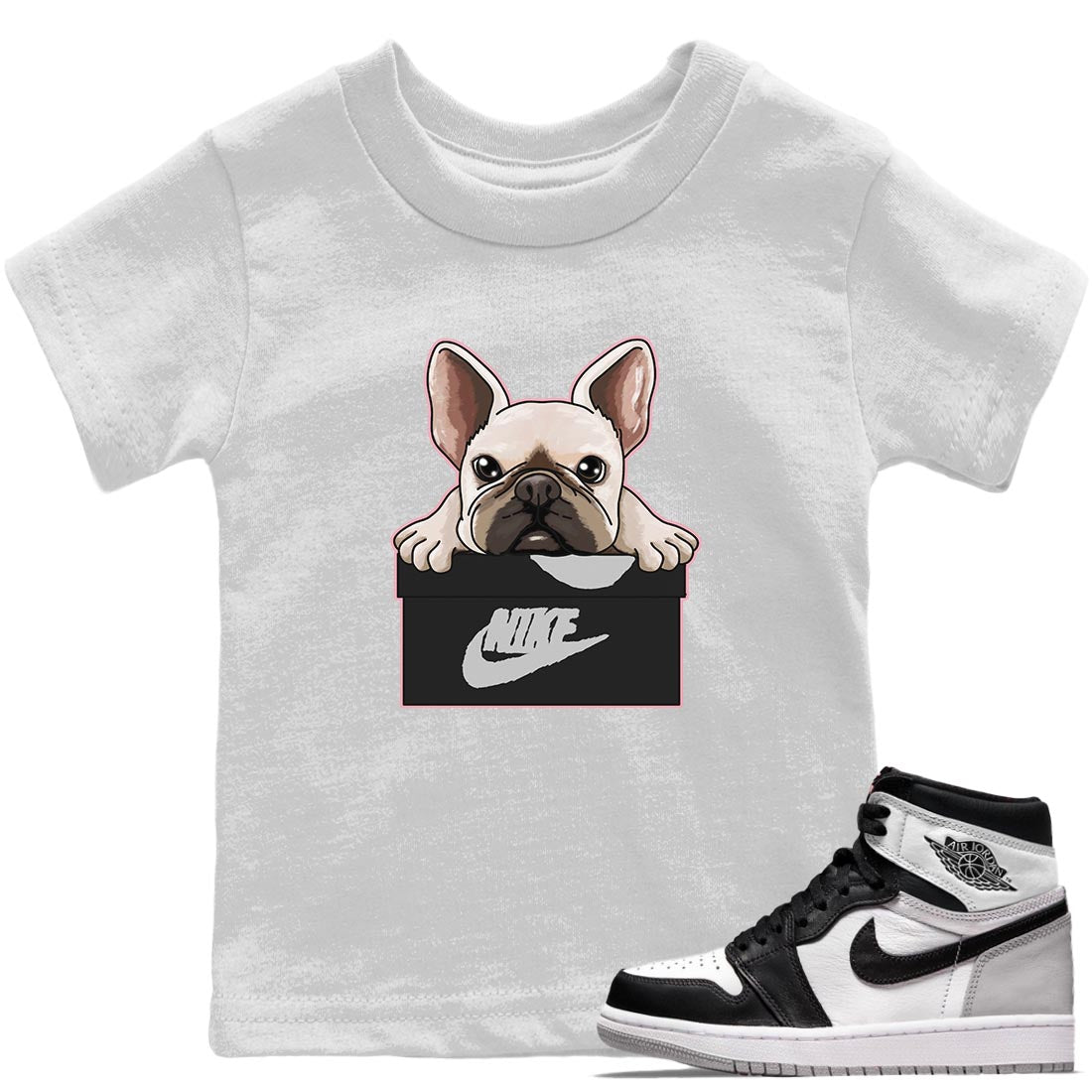 Jordan 1 Stage Haze Sneaker Matching T-Shirt French Bulldog Sneaker Tees Jordan 1 Stage Haze Sneaker Release Tees Kids Shirts