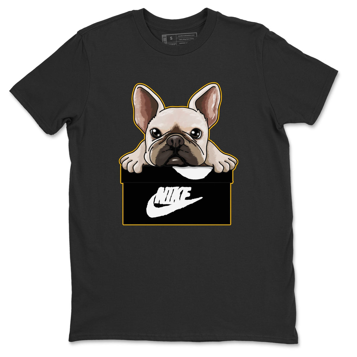 Jordan 1 Taxi Sneaker Matching T-Shirt French Bulldog Sneaker Tees Jordan 1 Taxi Sneaker Release Tees Crew Neck Tees