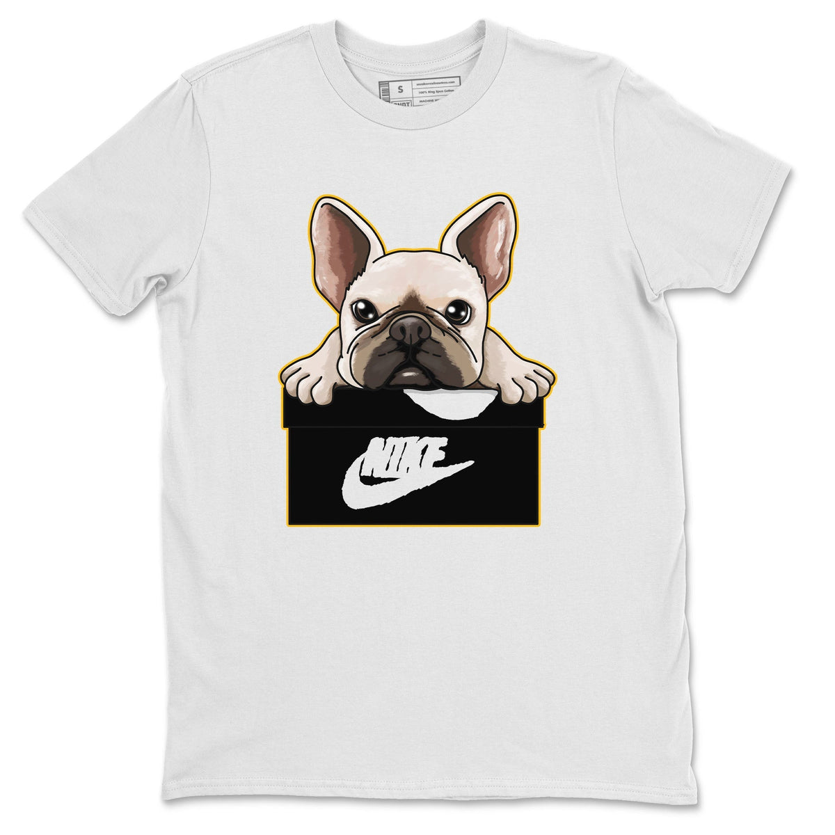 Jordan 1 Taxi Sneaker Matching T-Shirt French Bulldog Sneaker Tees Jordan 1 Taxi Sneaker Release Tees Crew Neck Tees