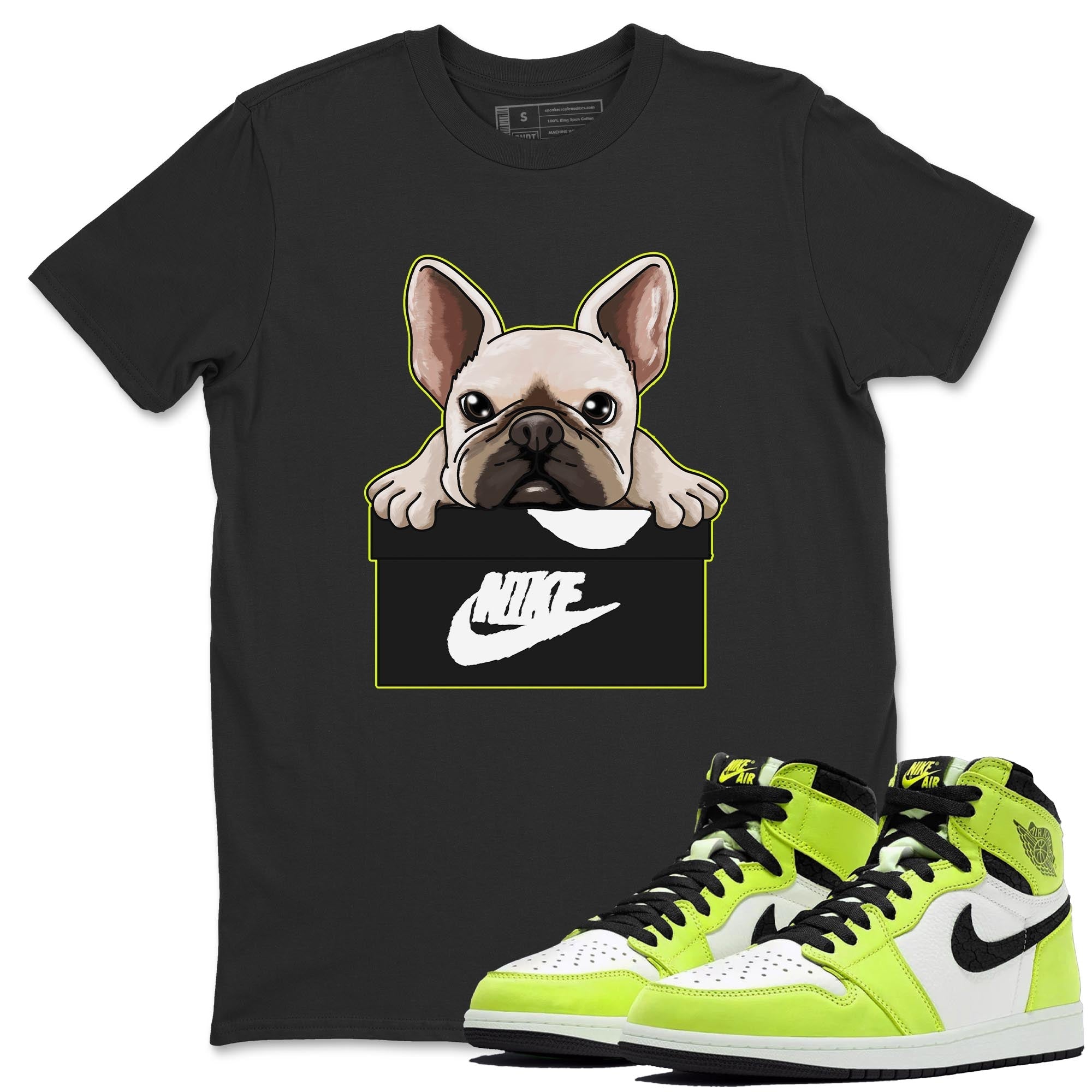 Jordan 1 Visionaire Sneaker Matching T-Shirt French Bulldog Sneaker Tees Jordan 1 Visionaire Sneaker Release Tees Crew Neck Tees