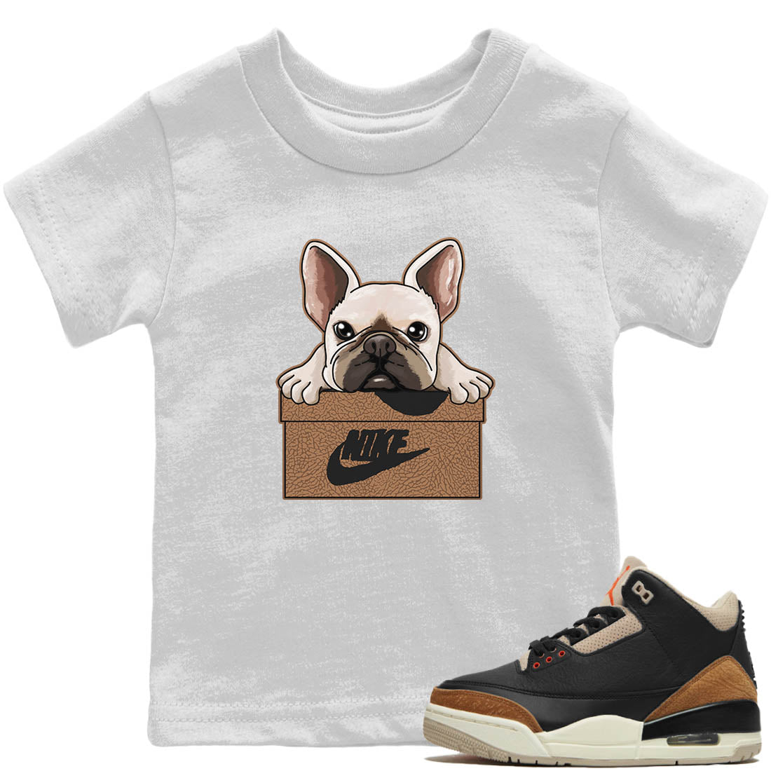 Jordan 3 Desert Elephant Sneaker Matching T-Shirt French Bulldog Sneaker Tees Jordan 3 Desert Elephant Sneaker Release Tees Kids Shirts