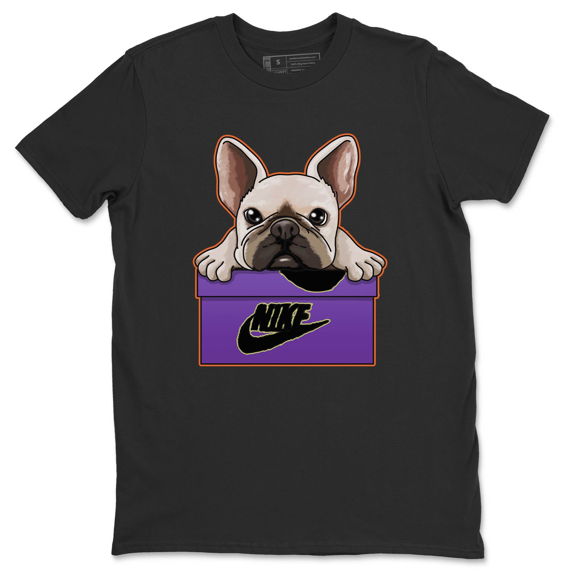 Jordan 4 Canyon Purple Sneaker Matching T-Shirt French Bulldog Sneaker Tees Jordan 4 Canyon Purple Sneaker Release Tees Crew Neck Tees